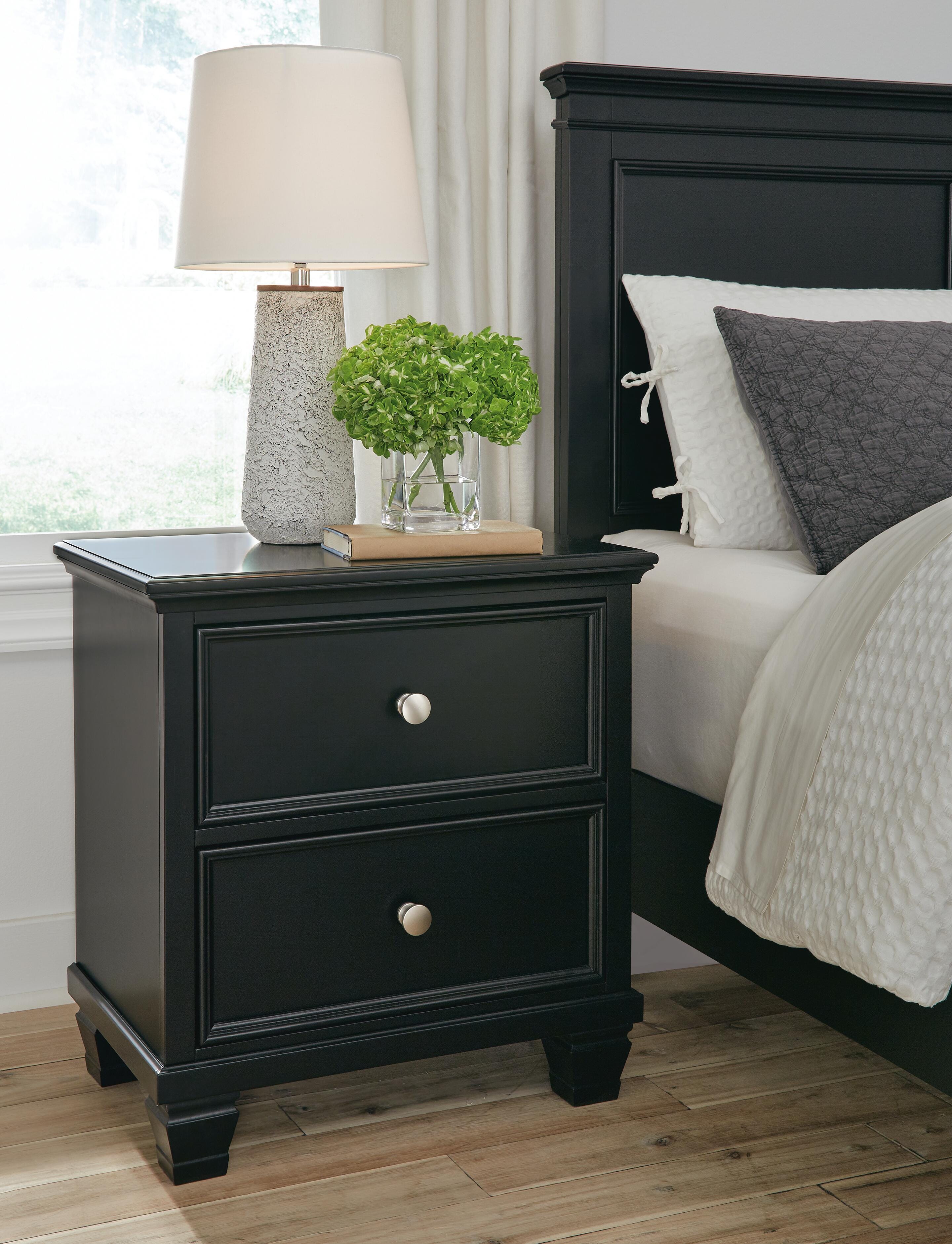 Dar Furniture - Ashley Furniture - Lanolee Nightstand - Two Drawer Night Stand / Black - B687-92