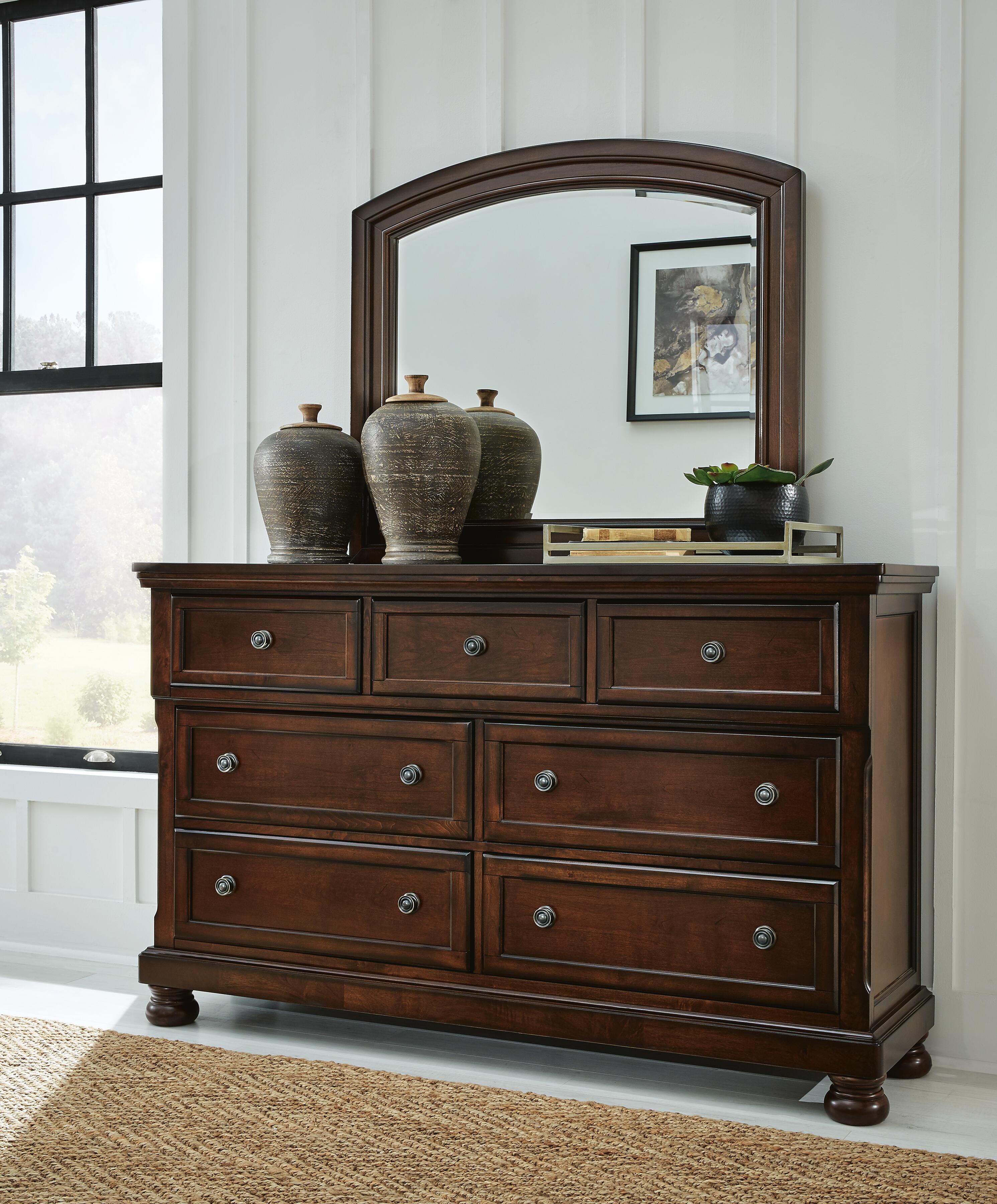 Dar Furniture - Ashley Furniture - Porter Dresser and Mirror - Dresser and Mirror / Rustic Brown - B697B1