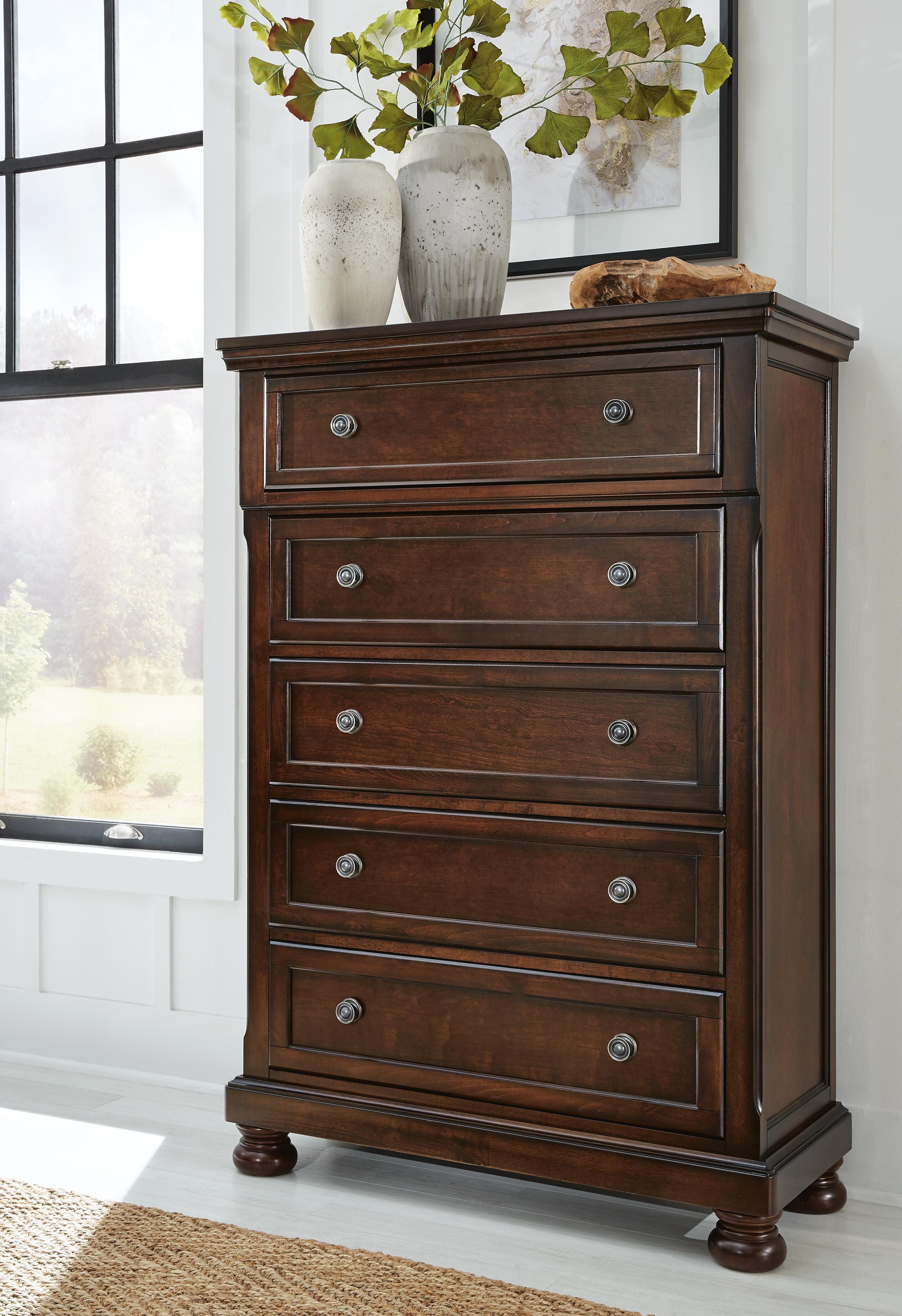 Dar Furniture - Ashley Furniture - Porter Chest of Drawers - Chest / Rustic Brown - B697-46