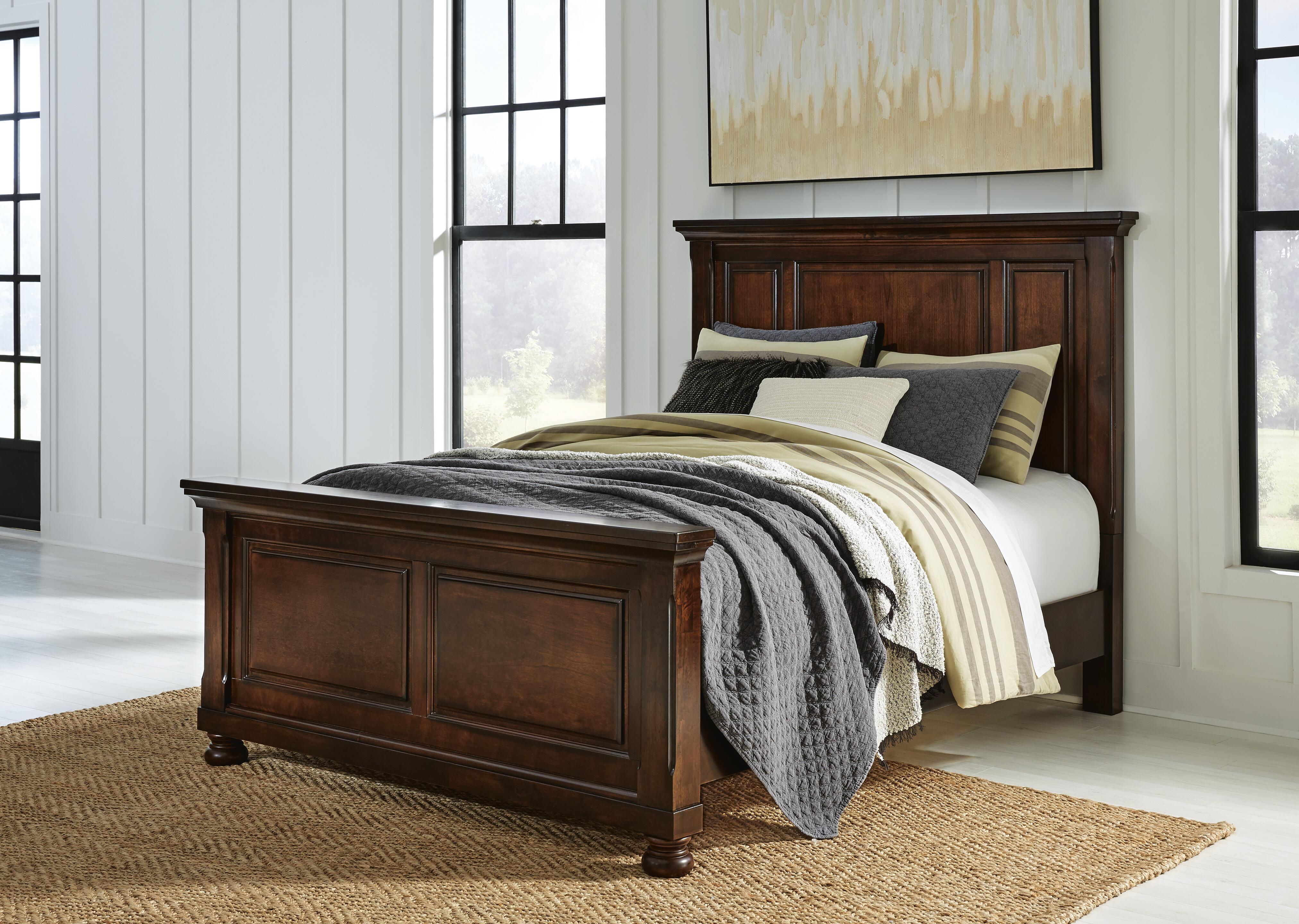 Dar Furniture - Ashley Furniture - Porter Queen Panel Bed - Queen Panel Bed / Rustic Brown - B697B2