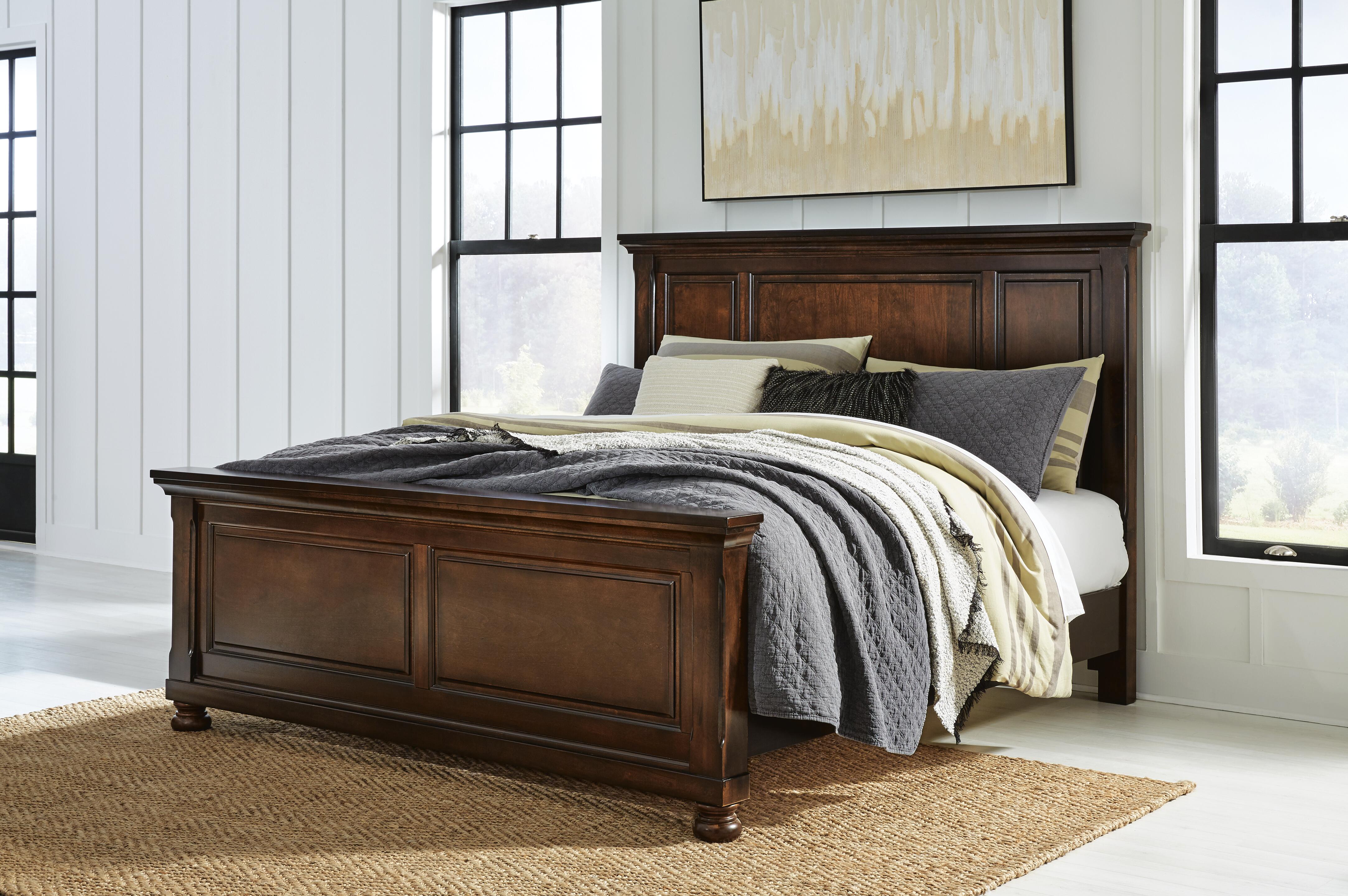 Dar Furniture - Ashley Furniture - Porter California King Panel Bed - California King Panel Bed / Rustic Brown - B697B12
