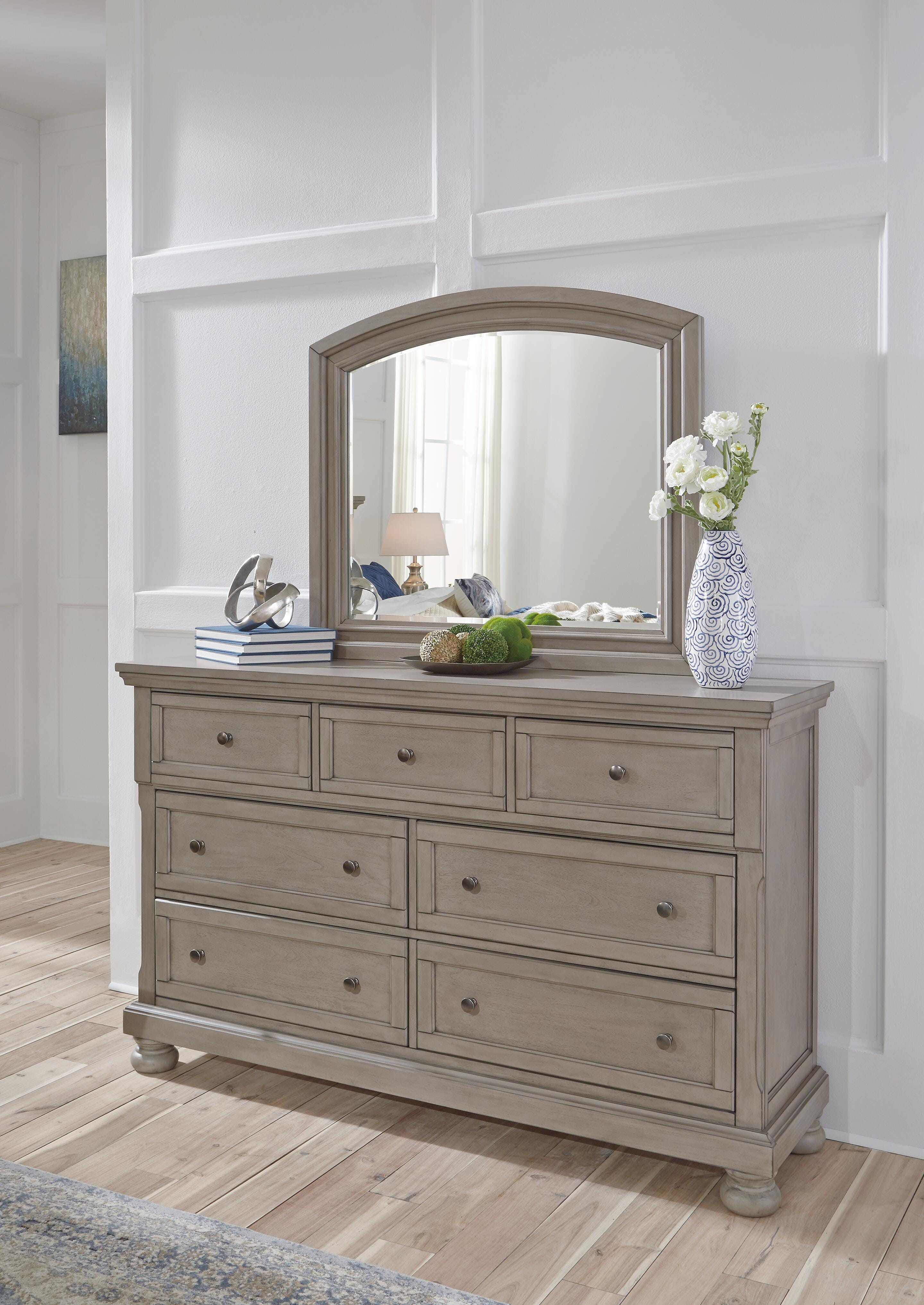 Dar Furniture - Ashley Furniture - Lettner Dresser and Mirror - Dresser and Mirror / Light Gray - B733B1