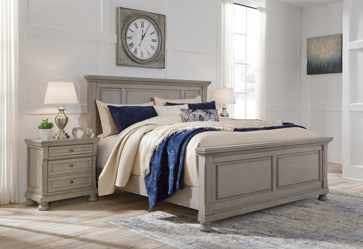 Dar Furniture - Ashley Furniture - Lettner California King Panel Bed - California King Panel Bed / Light Gray - B733B7