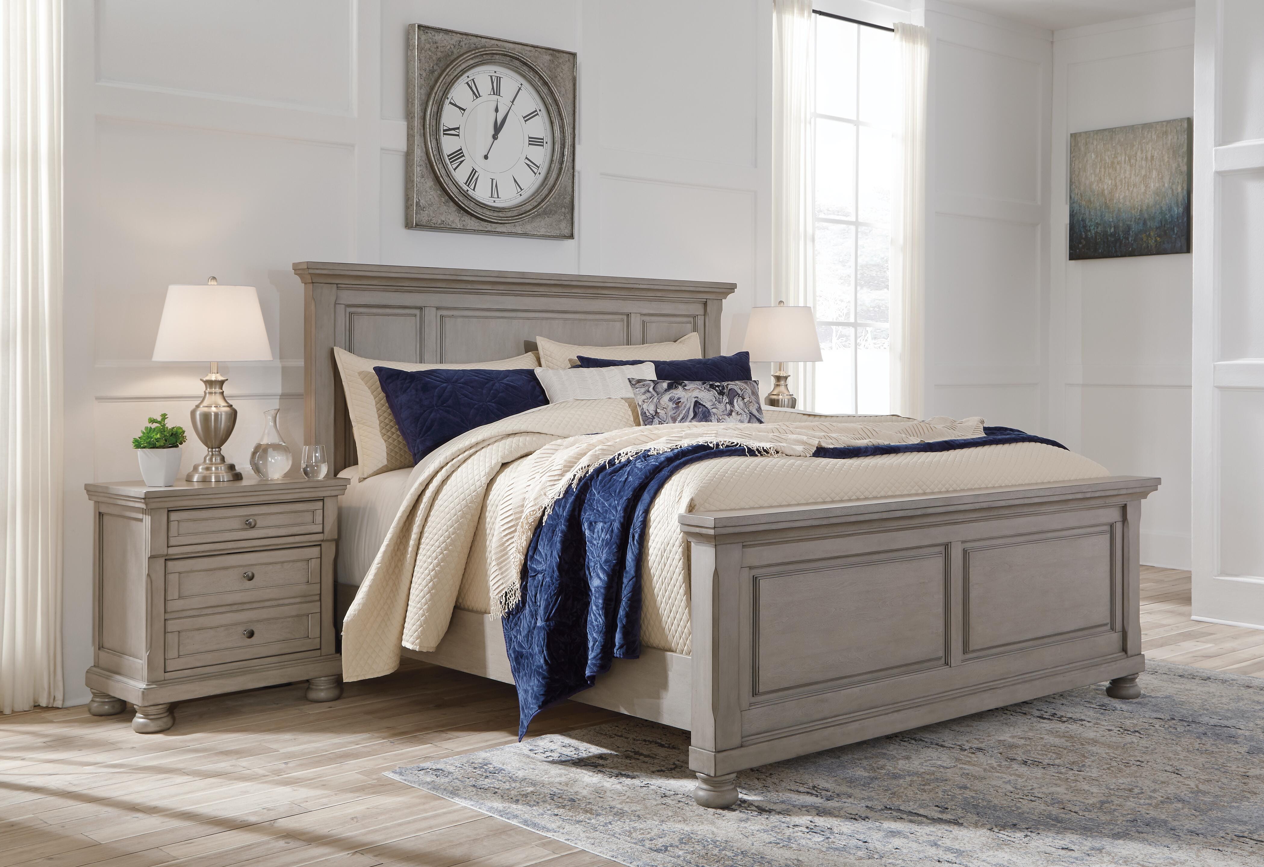 Dar Furniture - Ashley Furniture - Lettner King Panel Bed - King Panel Bed / Light Gray - B733B6