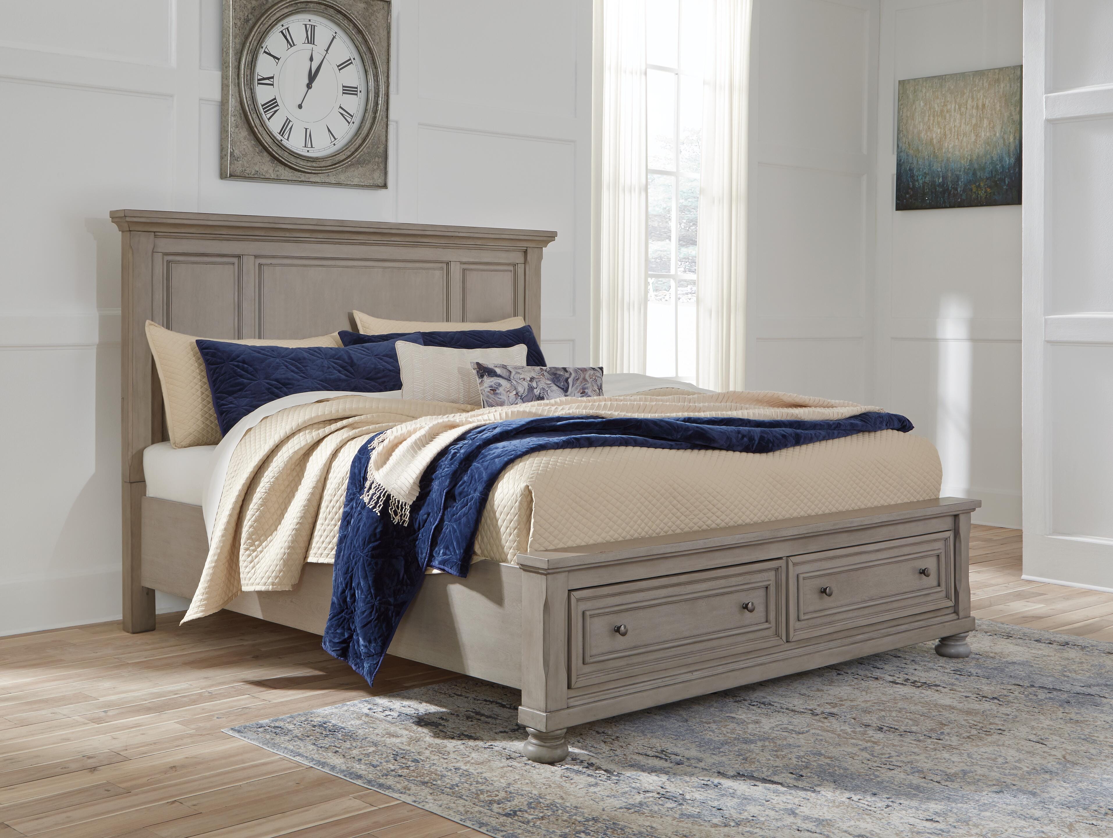 Dar Furniture - Ashley Furniture - Lettner Queen Panel Storage Bed - Queen Panel Storage Bed / Light Gray - B733B31