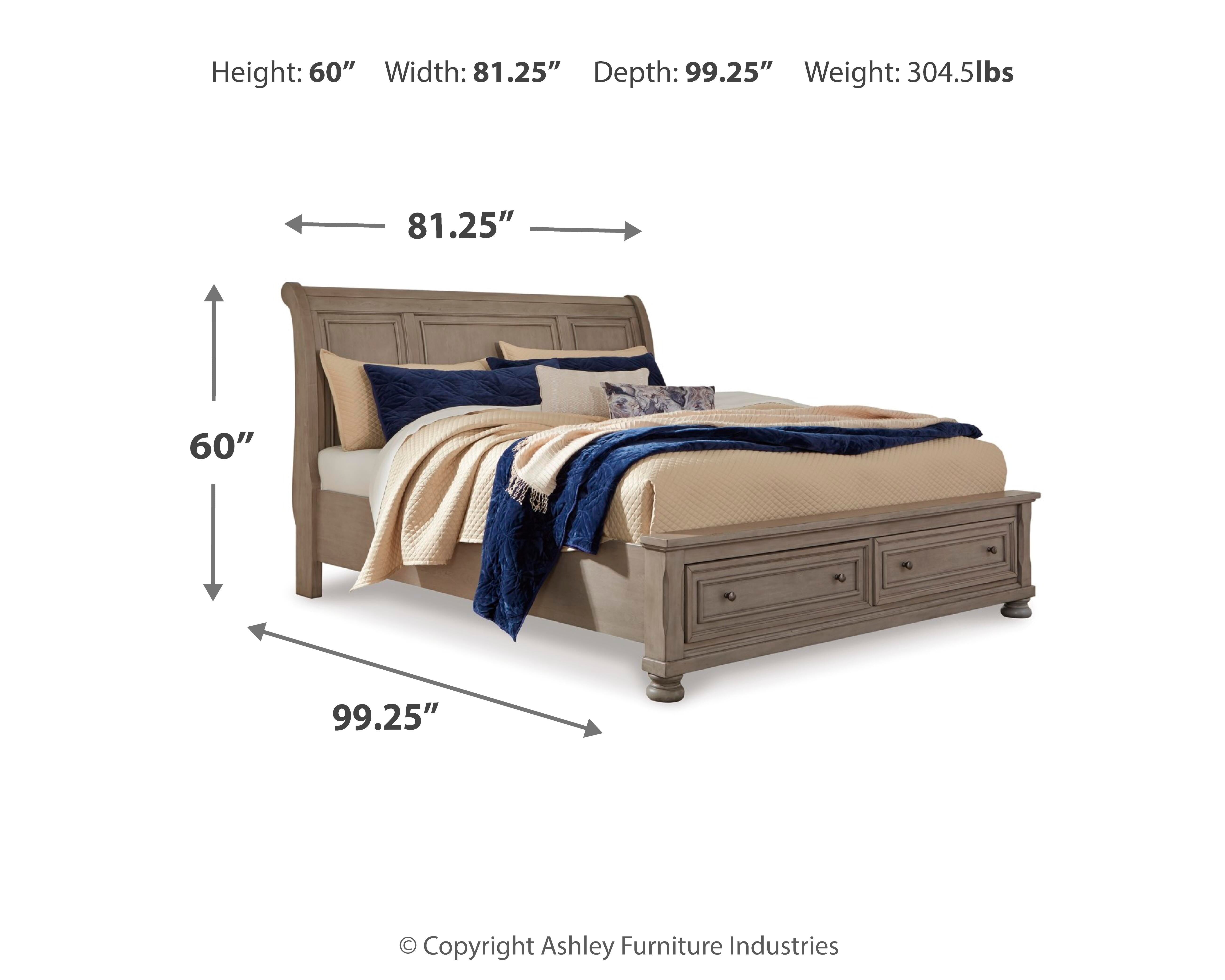 Lettner California King Sleigh Bed with 2 Storage Drawers