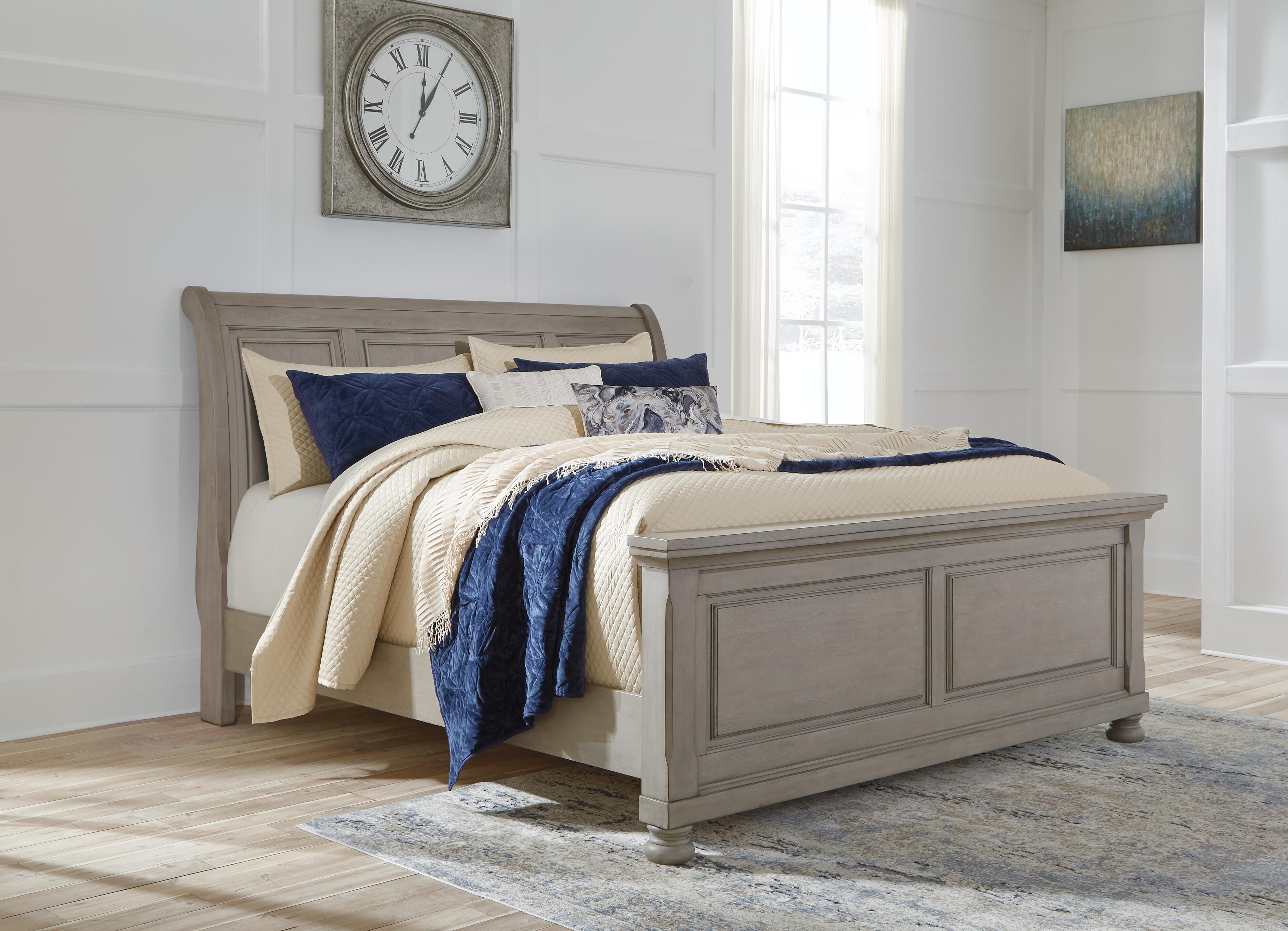 Dar Furniture - Ashley Furniture - Lettner Queen Sleigh Bed - Queen Sleigh Bed / Light Gray - B733B32