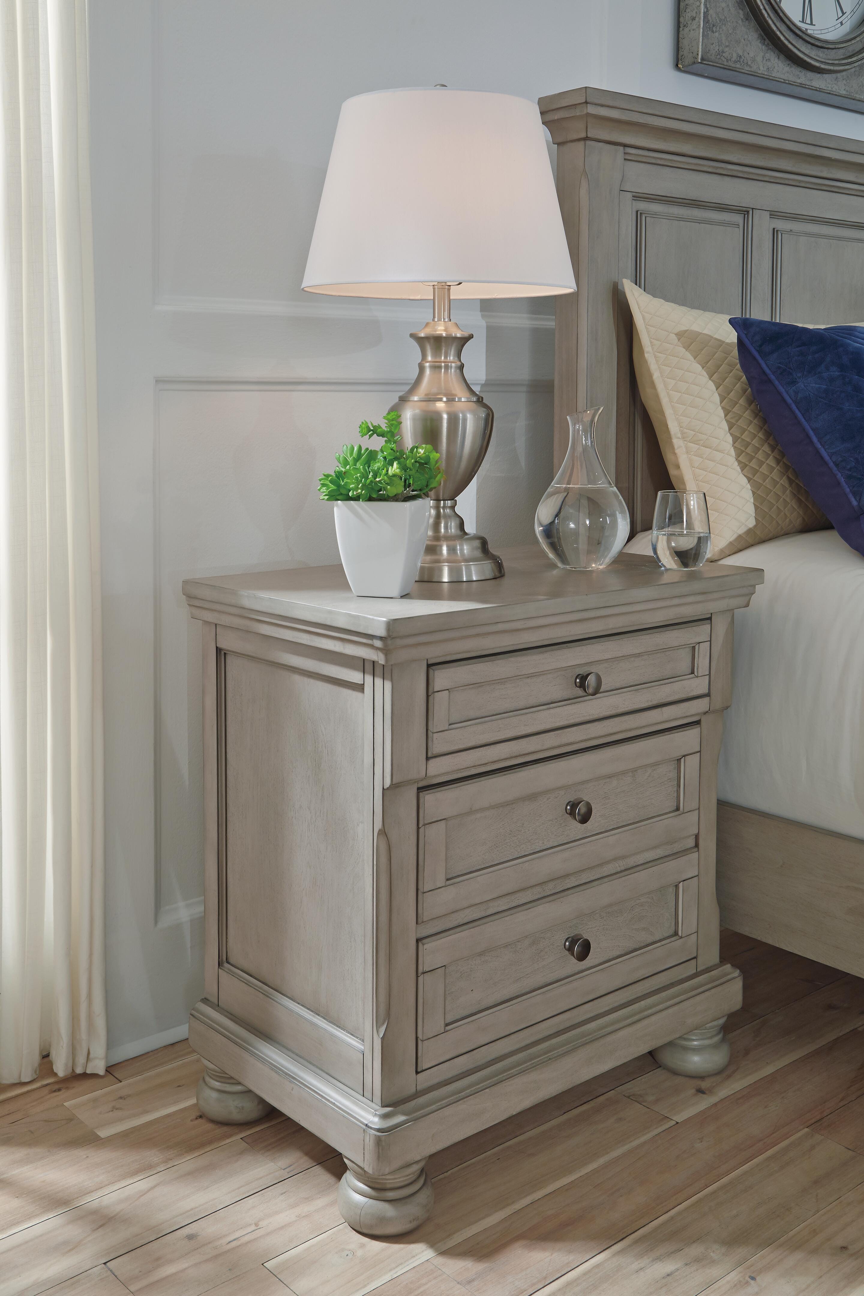 Dar Furniture - Ashley Furniture - Lettner Nightstand - Two Drawer Night Stand / Light Gray - B733-92