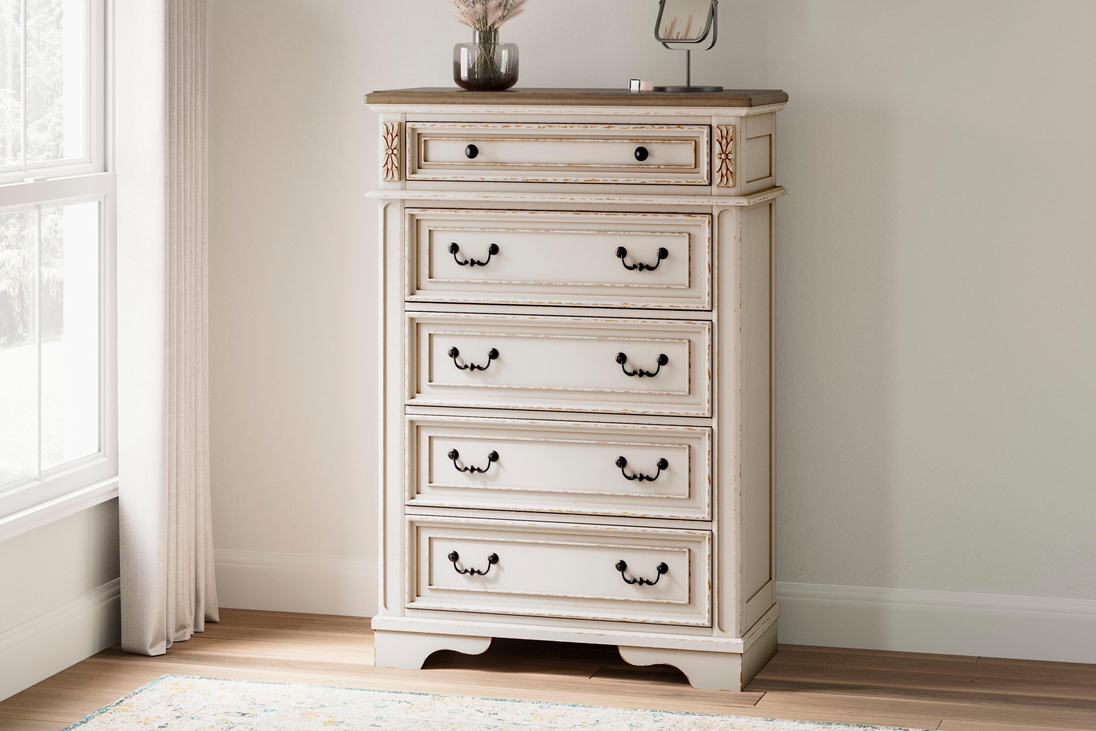 Dar Furniture - Ashley Furniture - Realyn Chest of Drawers - Five Drawer Chest / Two-tone - B743-46