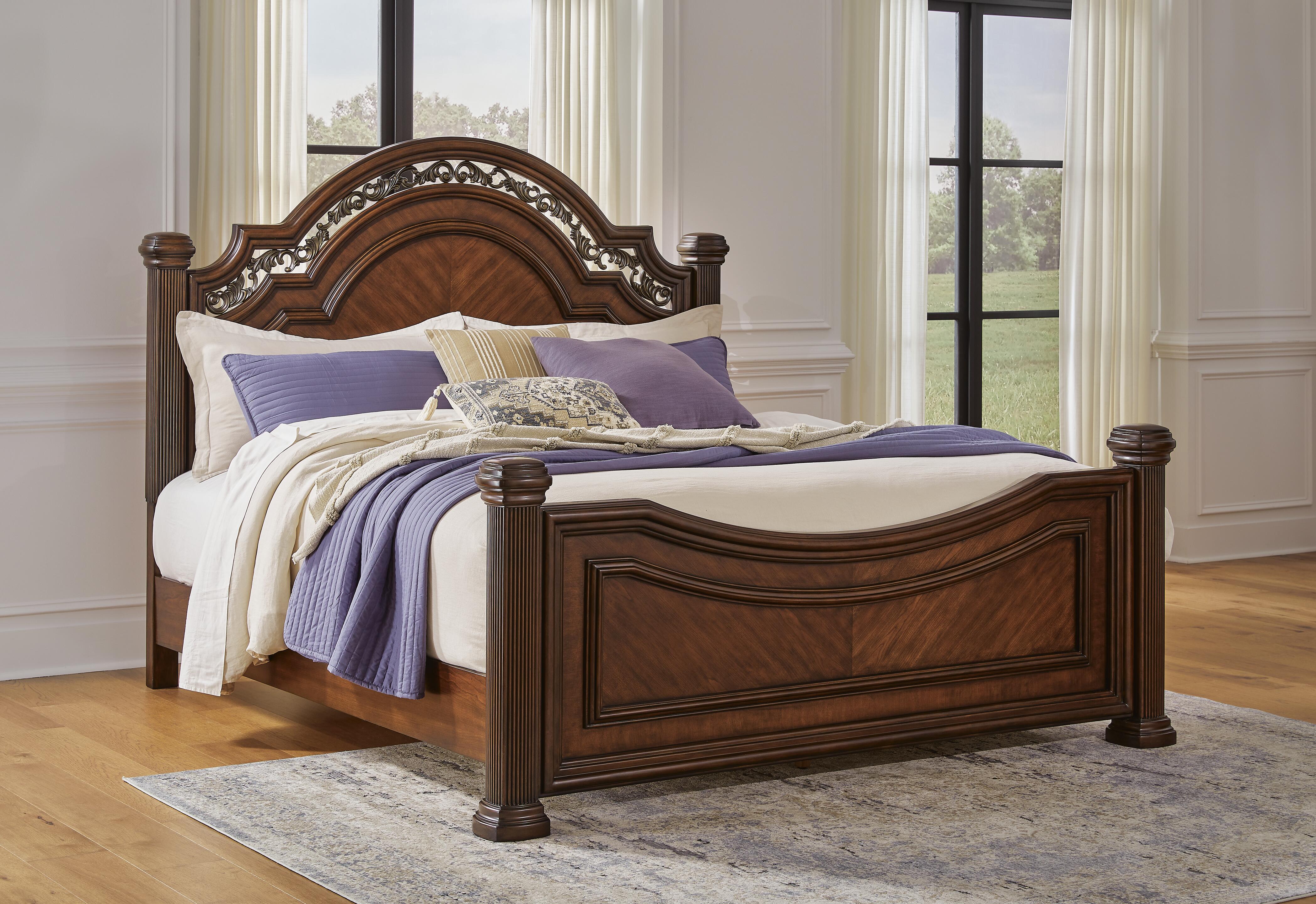 Dar Furniture - Ashley Furniture - Lavinton California King Poster Bed - California King Poster Bed / Brown - B764B10