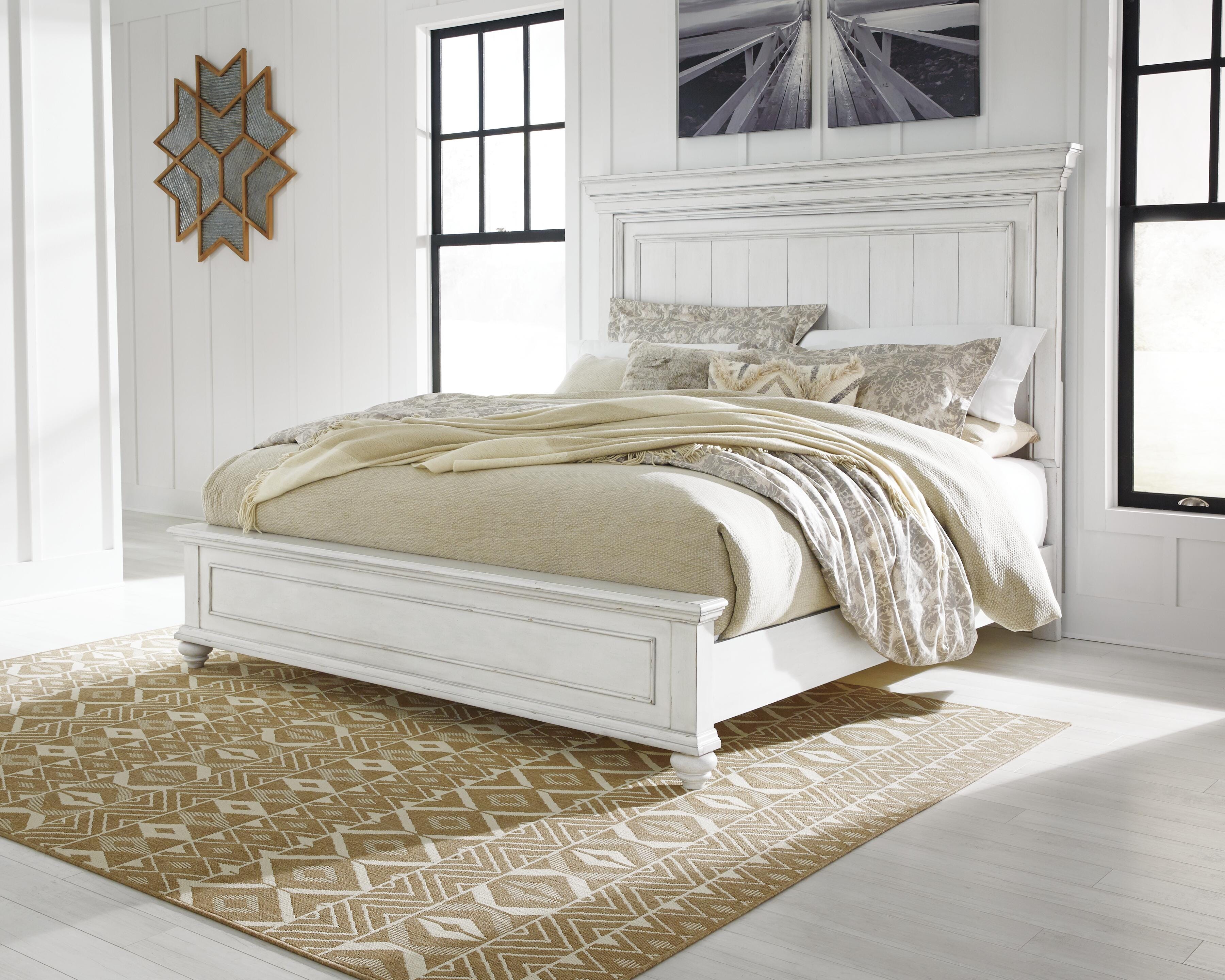 Dar Furniture - Ashley Furniture - Kanwyn Queen Panel Bed - Queen Panel Bed / Whitewash - B777B2