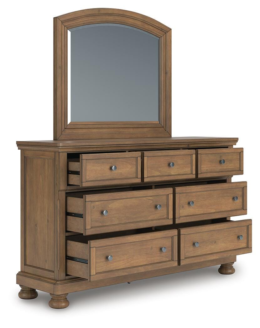 Dar Furniture - Ashley Furniture - Feddinger Dresser and Mirror - Dresser and Mirror / Medium Brown - PCB779B1