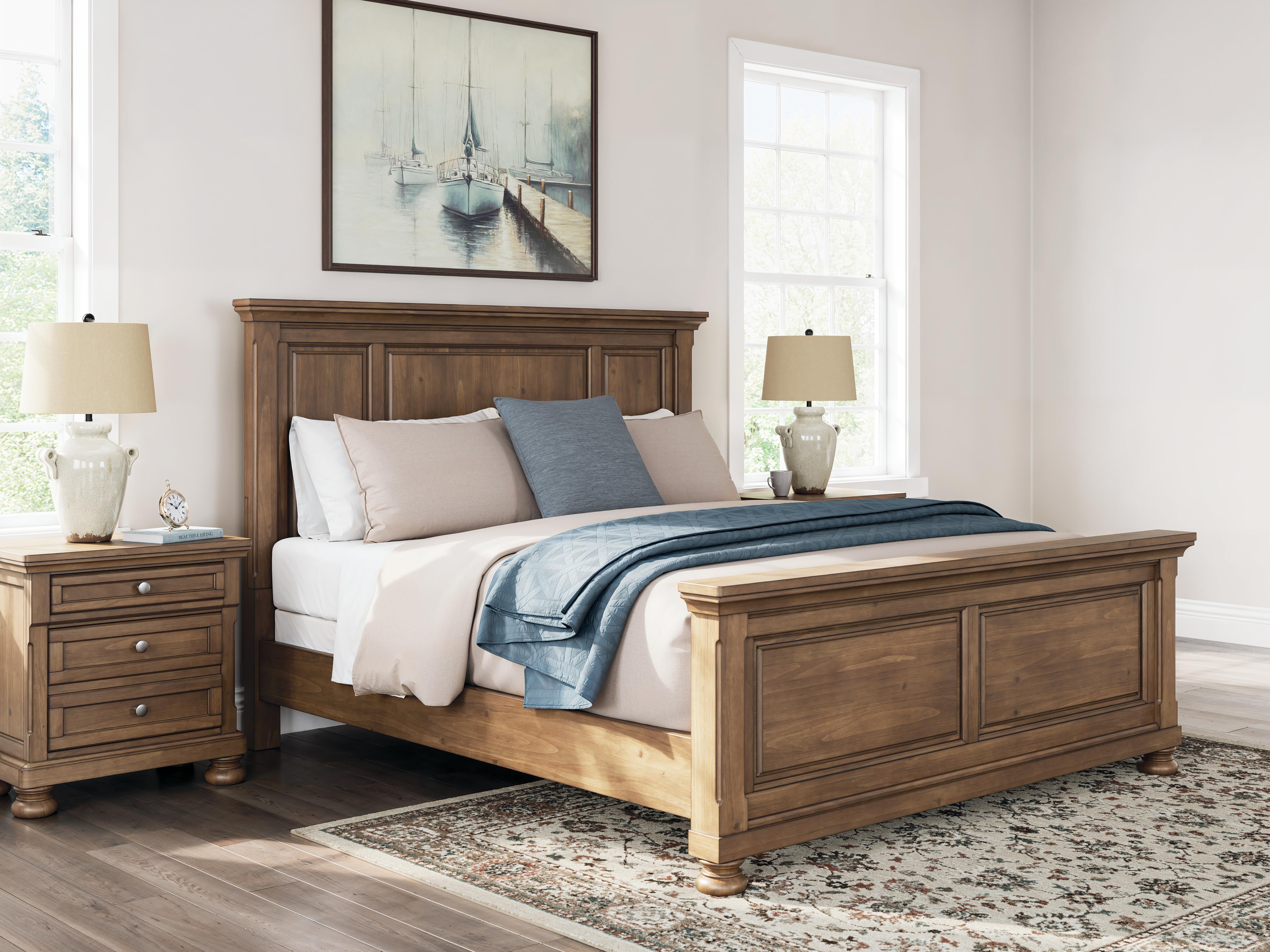 Dar Furniture - Ashley Furniture - Feddinger Queen Panel Bed - Queen Panel Bed / Medium Brown - PCB779B2