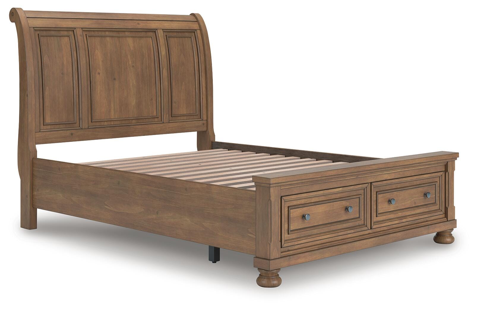 Dar Furniture - Ashley Furniture - Feddinger Queen Storage Sleigh Bed - Queen Storage Sleigh Bed / Medium Brown - PCB779B4