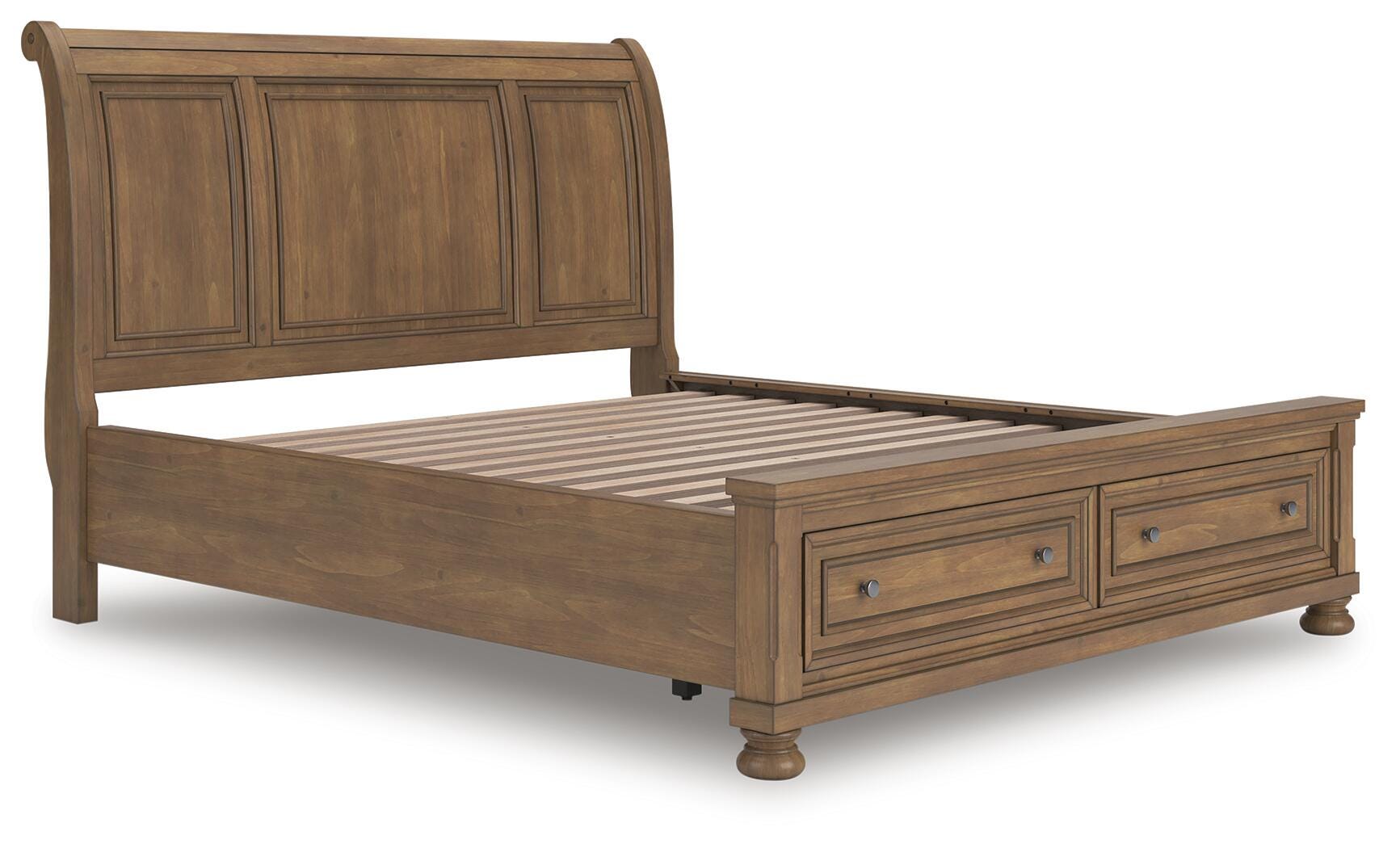 Dar Furniture - Ashley Furniture - Feddinger California King Storage Sleigh Bed - California King Storage Sleigh Bed / Medium Brown - PCB779B9