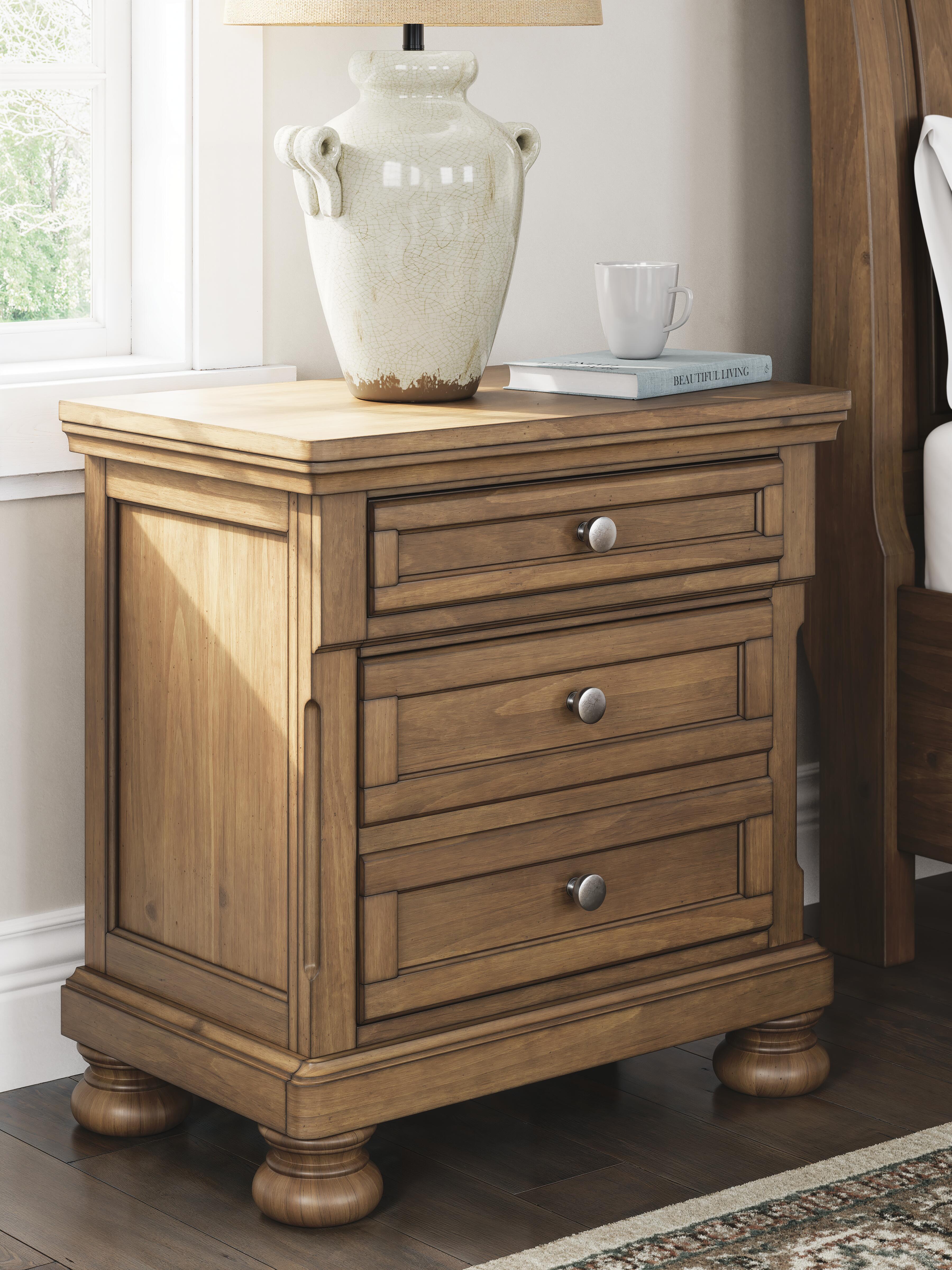 Dar Furniture - Ashley Furniture - Feddinger Nightstand - Two Drawer Night Stand / Medium Brown - PCB779-92
