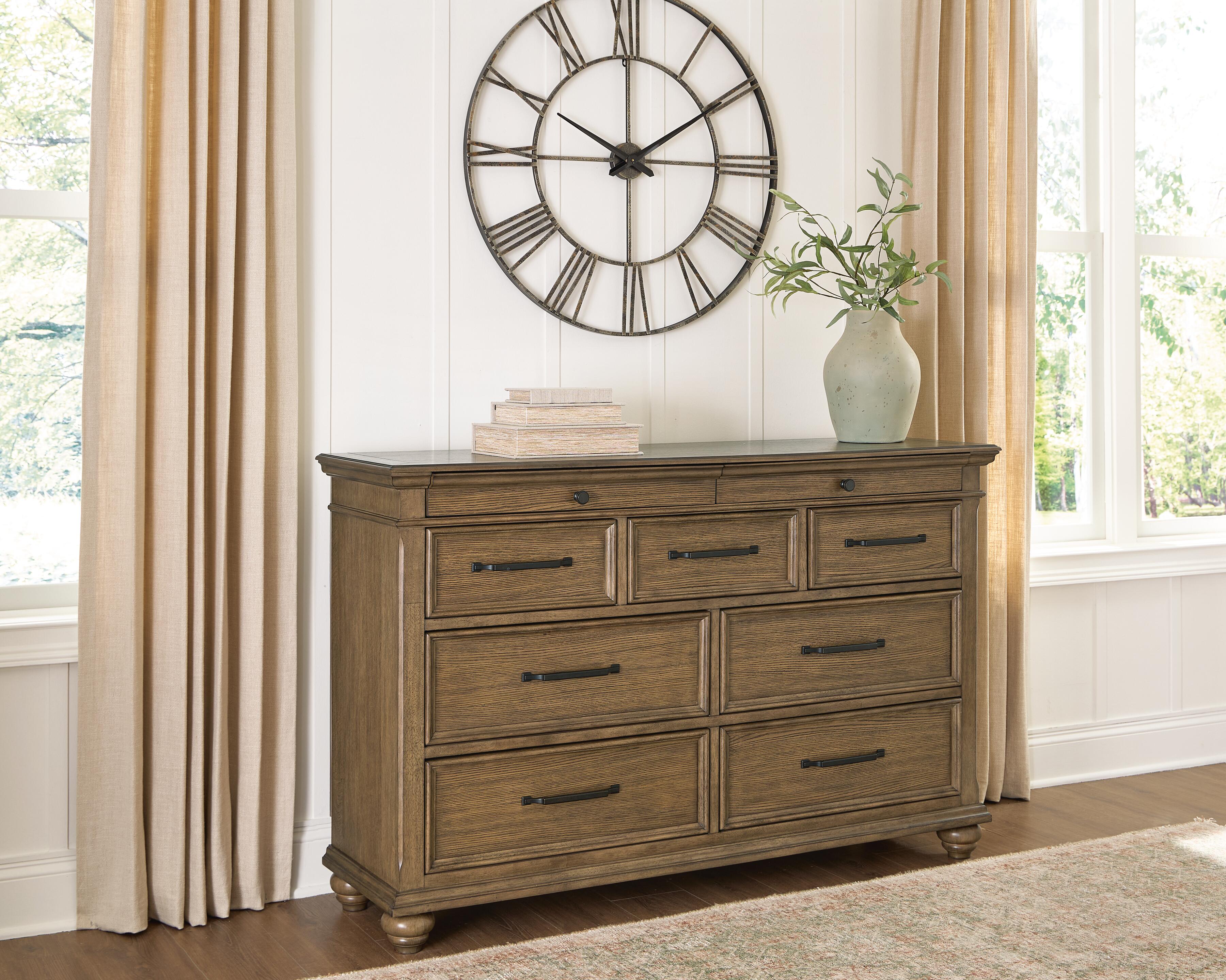 Dar Furniture - Ashley Furniture - Karallin Dresser - Dresser / Medium Brown - PCB782-31