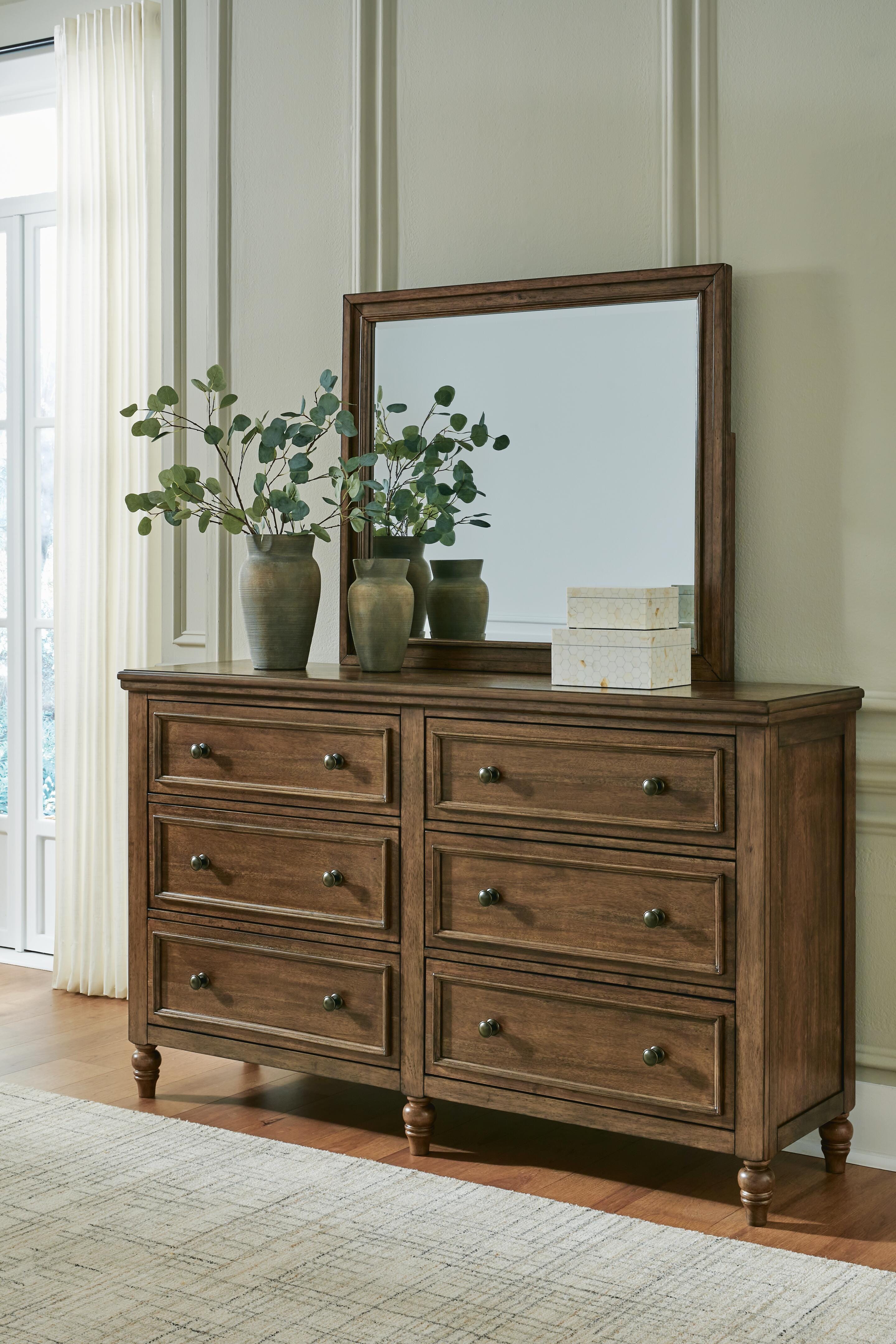 Dar Furniture - Ashley Furniture - Sturlayne Dresser and Mirror - Dresser and Mirror / Brown - B787B1