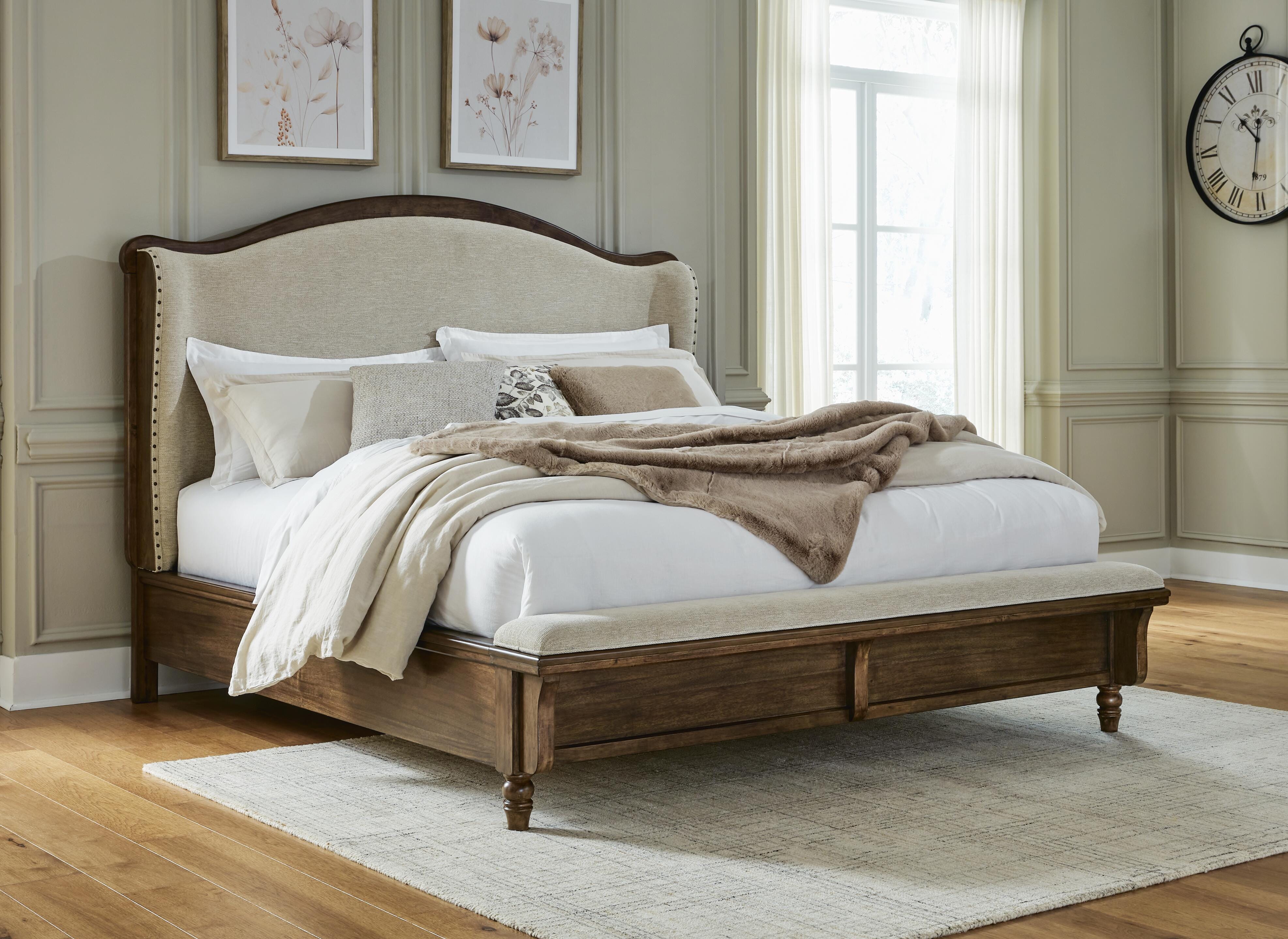 Dar Furniture - Ashley Furniture - Sturlayne King Upholstered Panel Bed - King Upholstered Panel Bed / Brown - B787B4