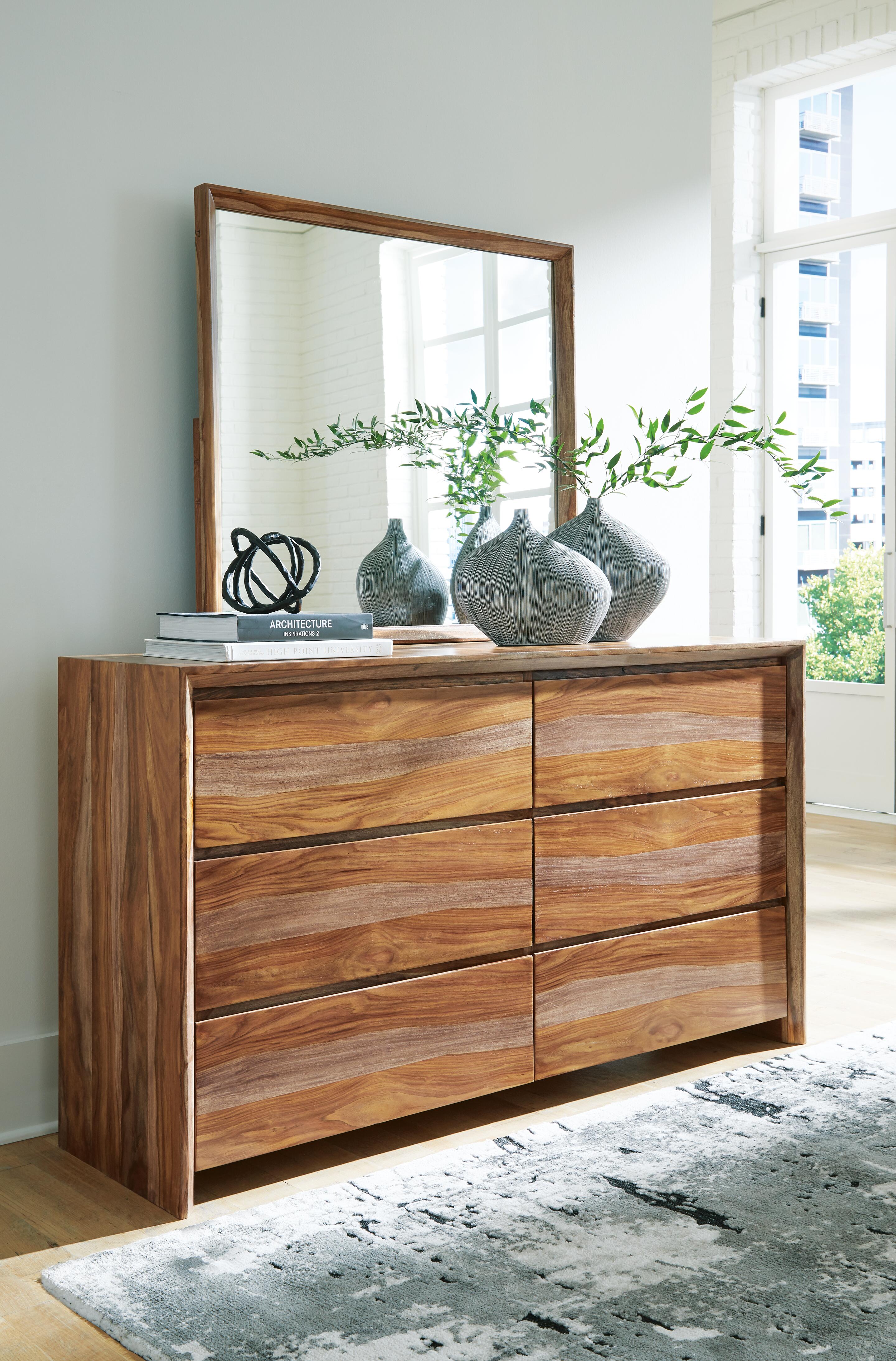 Dar Furniture - Ashley Furniture - Dressonni Dresser and Mirror - Dresser and Mirror / Brown - B790B1