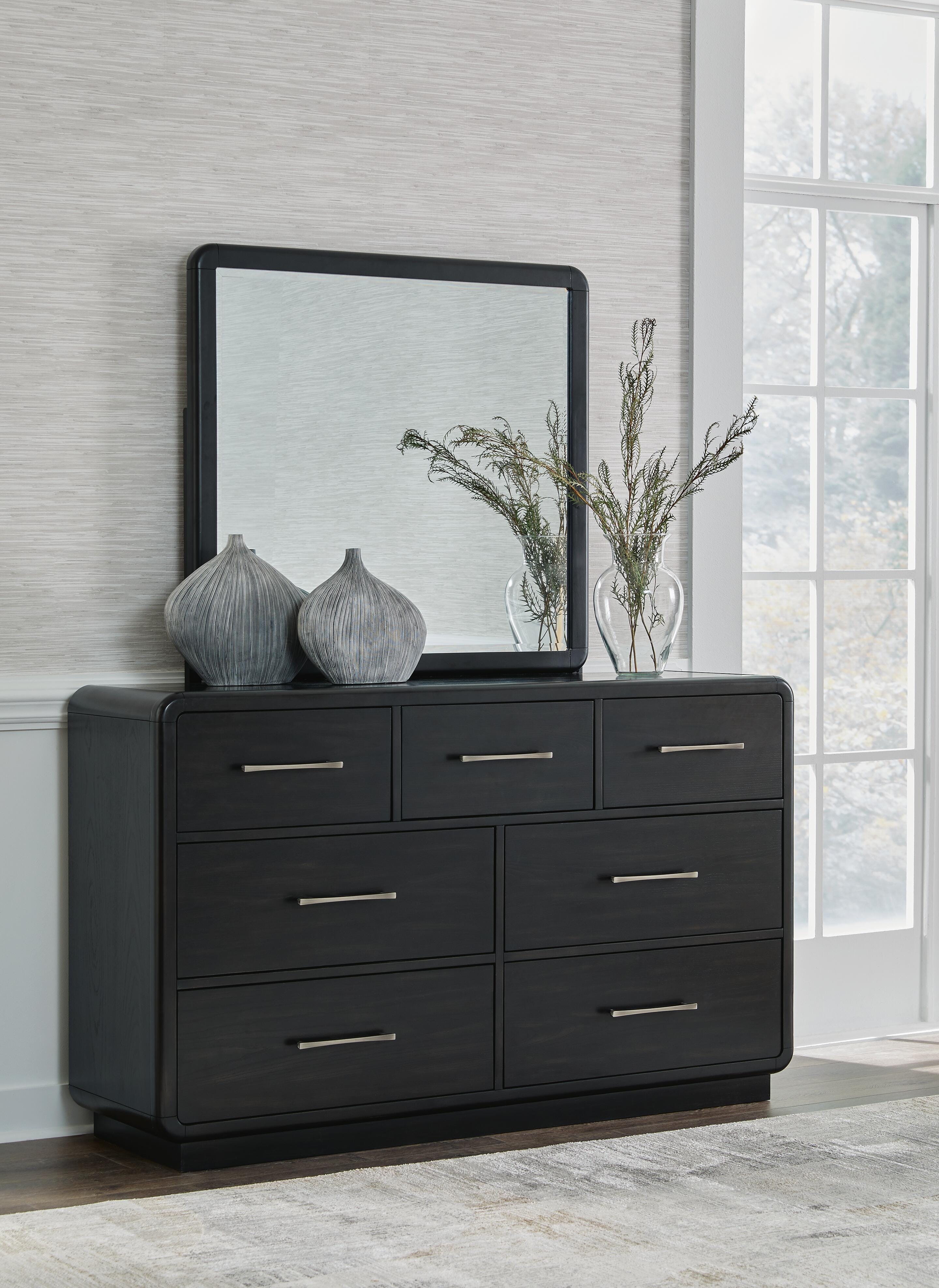 Dar Furniture - Ashley Furniture - Rowanbeck Dresser and Mirror - Dresser and Mirror / Black - B821B1