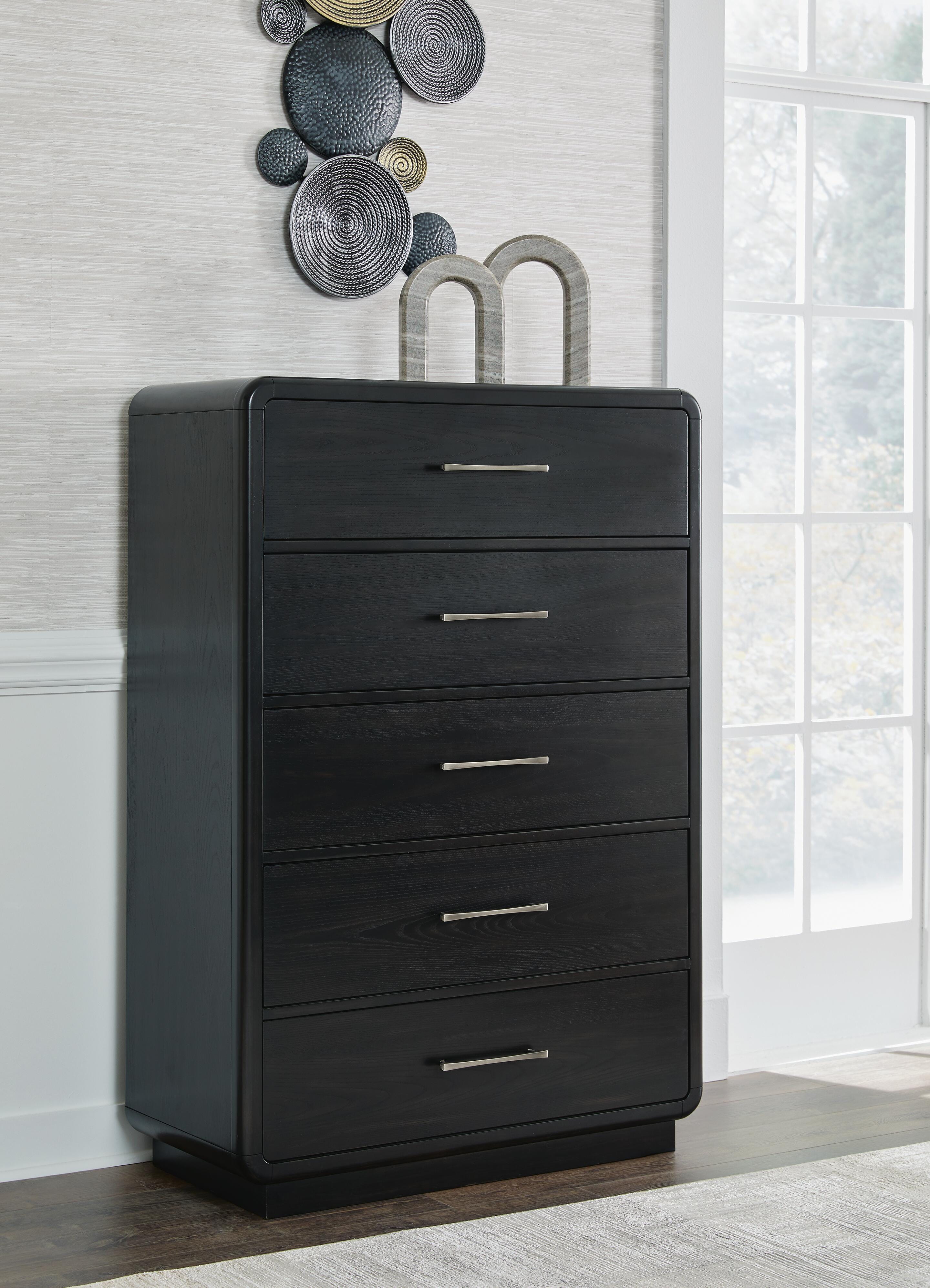 Dar Furniture - Ashley Furniture - Rowanbeck Chest of Drawers - Five Drawer Chest / Black - B821-46