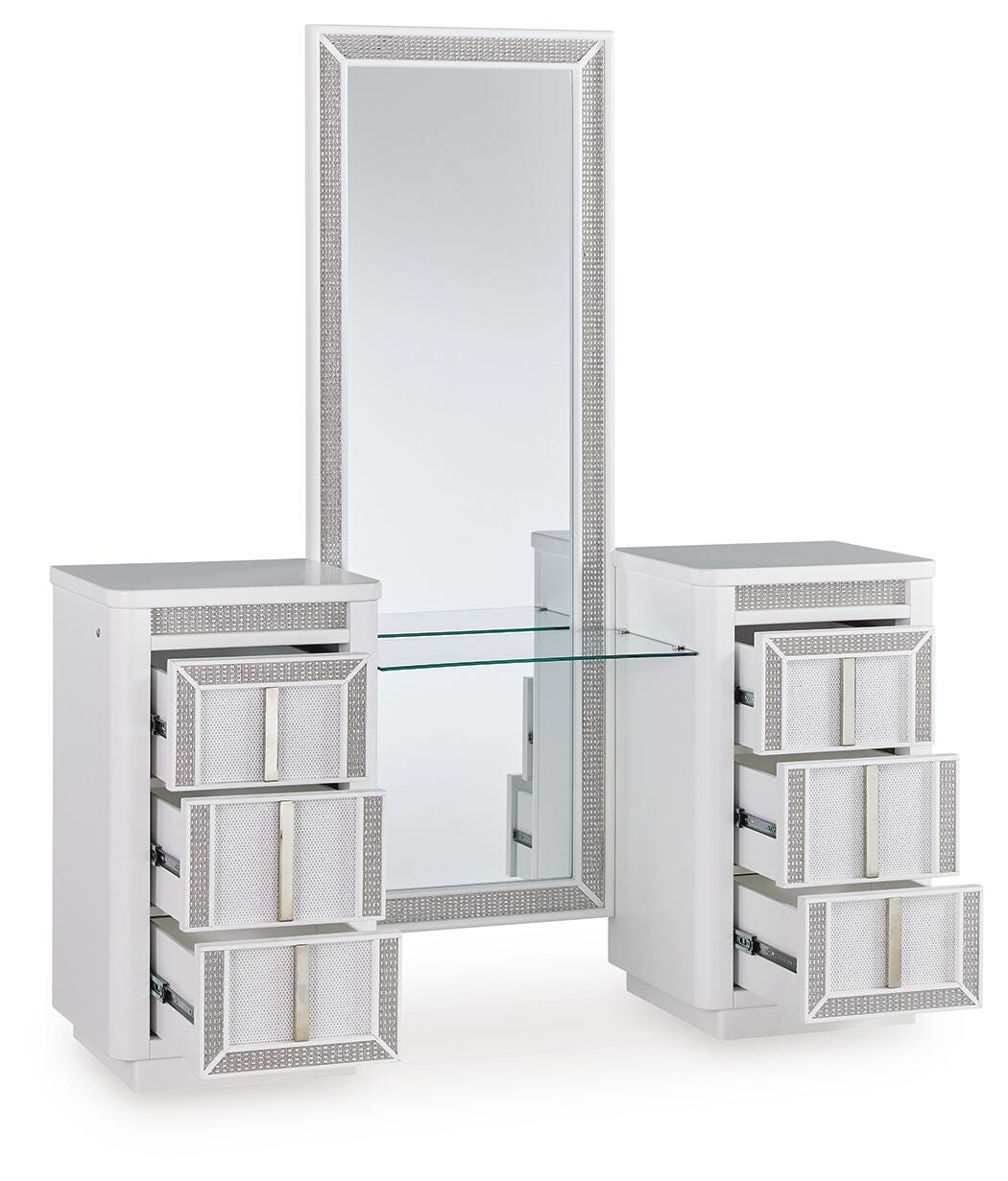 Dar Furniture - Ashley Furniture - Chalanna Vanity with Mirror - Vanity with Mirror / White - B822B7