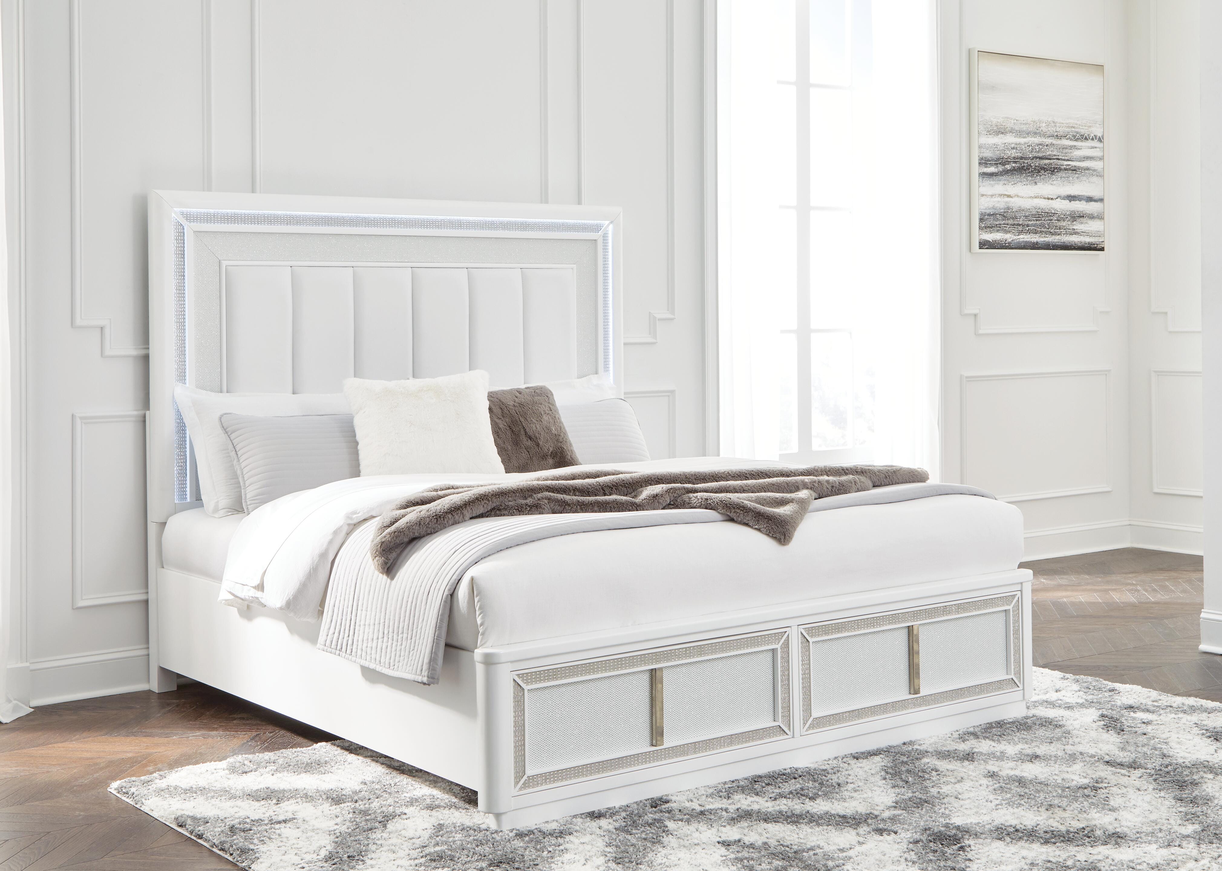 Dar Furniture - Ashley Furniture - Chalanna California King Upholstered Storage Bed - California King Upholstered Storage Bed / White - B822B5