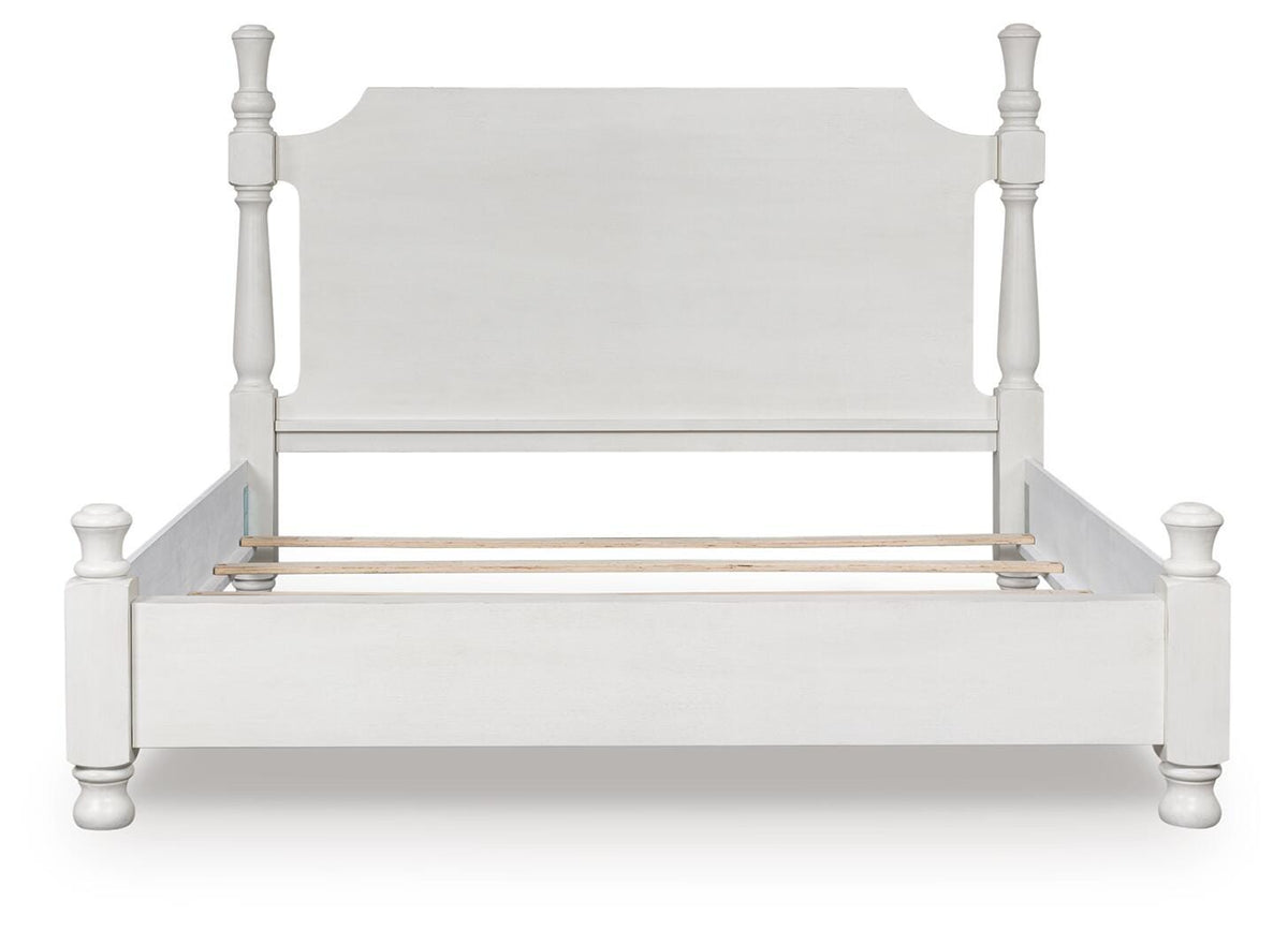 Dar Furniture - Ashley Furniture - Rowlenstown California King Poster Bed - California King Poster Bed / Antique White - PCB823B5
