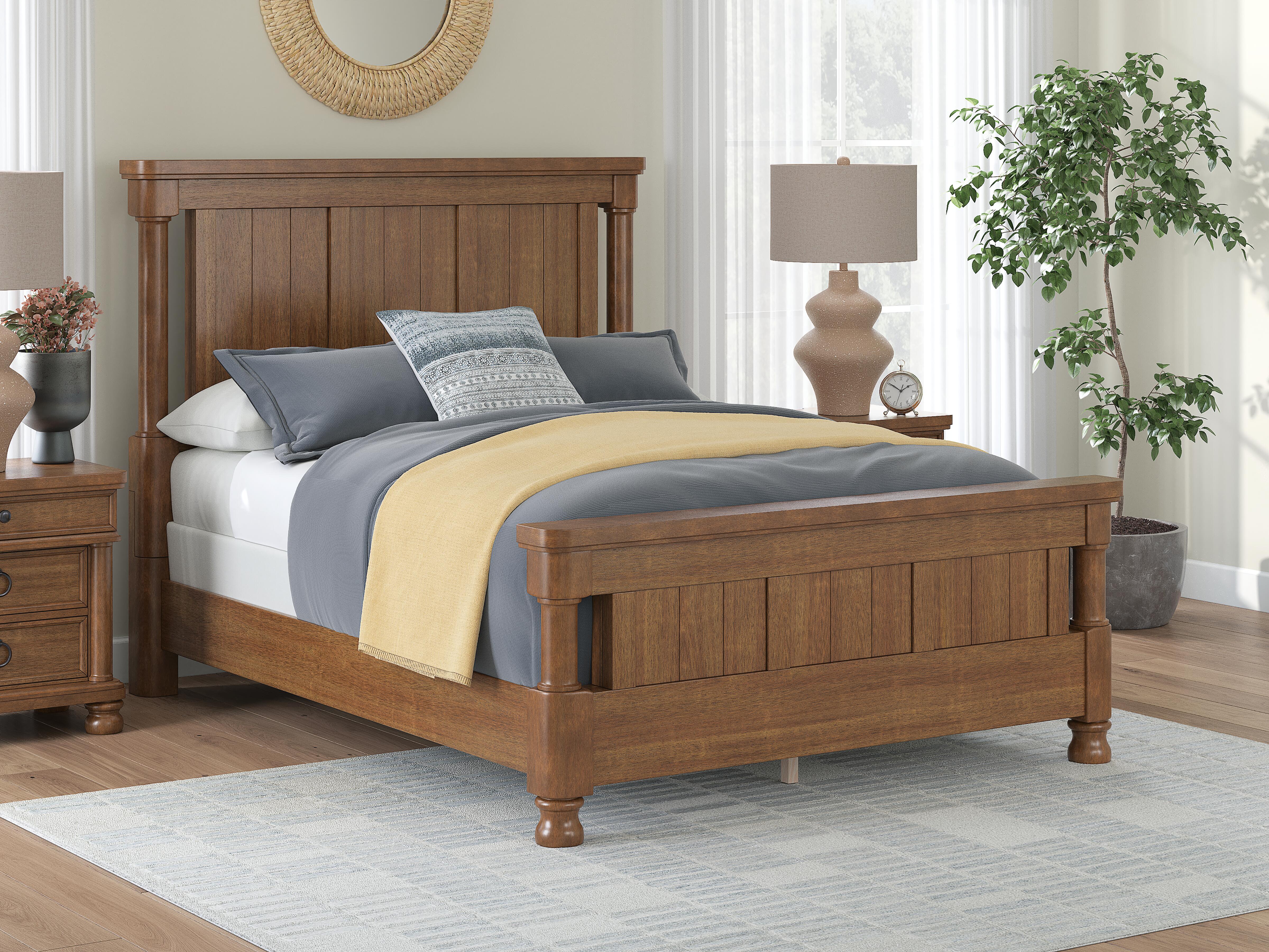 Dar Furniture - Ashley Furniture - Rowlenstown Queen Poster Bed - Queen Poster Bed / Brown - PCB824B2