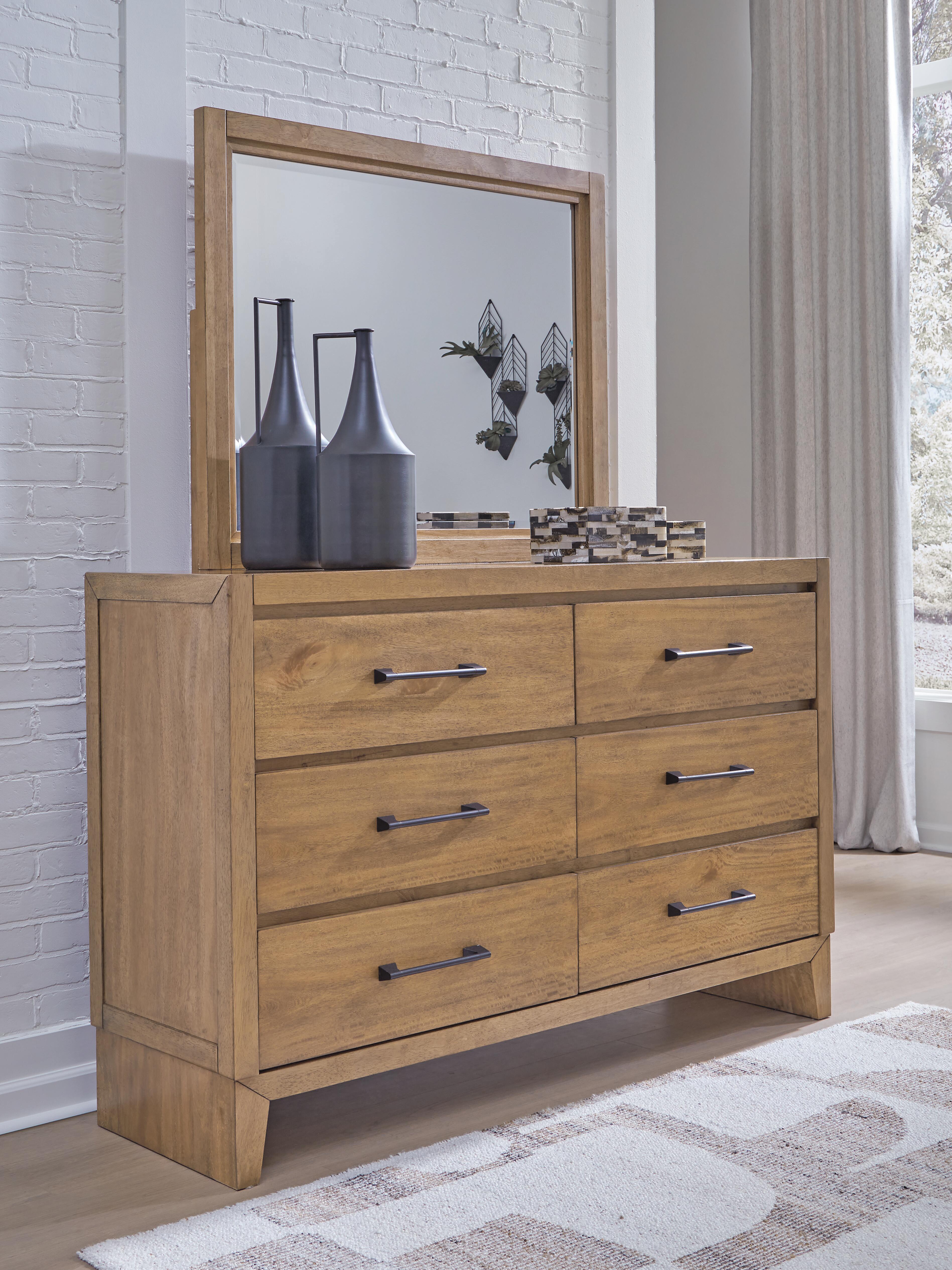 Dar Furniture - Ashley Furniture - Sherbana Dresser and Mirror - Dresser and Mirror / Light Brown - B833B1