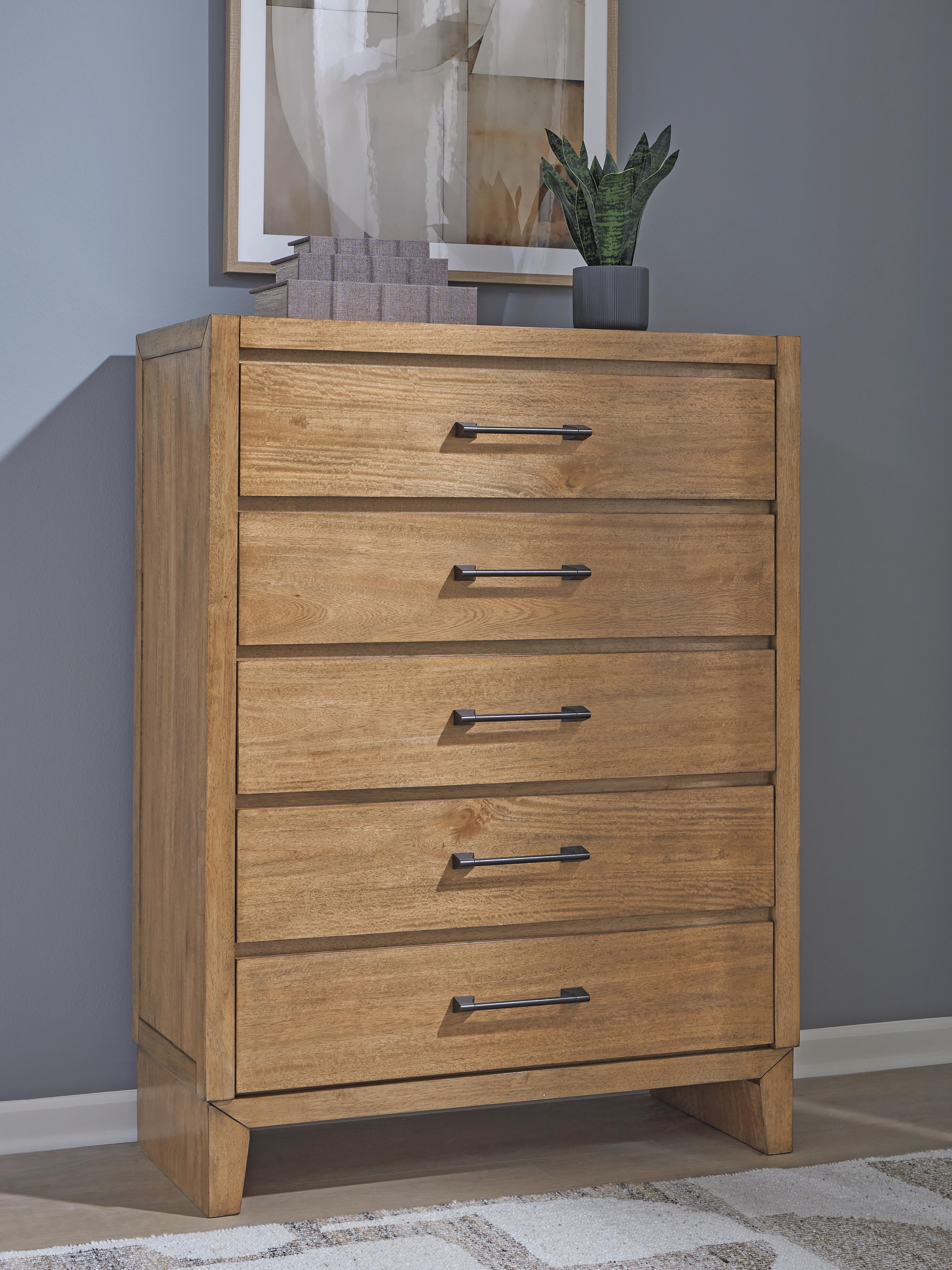 Dar Furniture - Ashley Furniture - Sherbana Chest of Drawers - Five Drawer Chest / Light Brown - B833-46