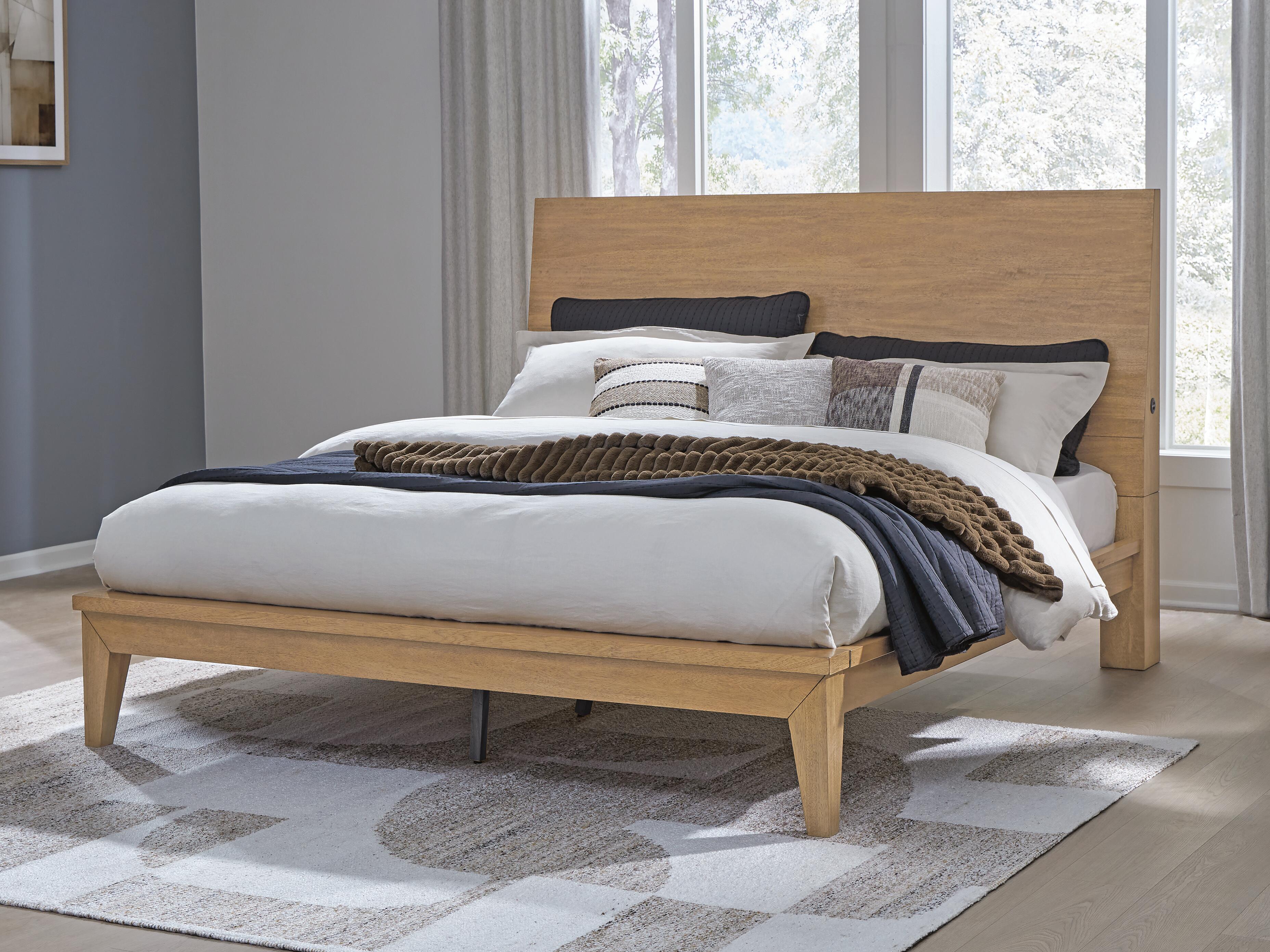Dar Furniture - Ashley Furniture - Sherbana King Panel Bed - King Panel Bed / Light Brown - B833B4