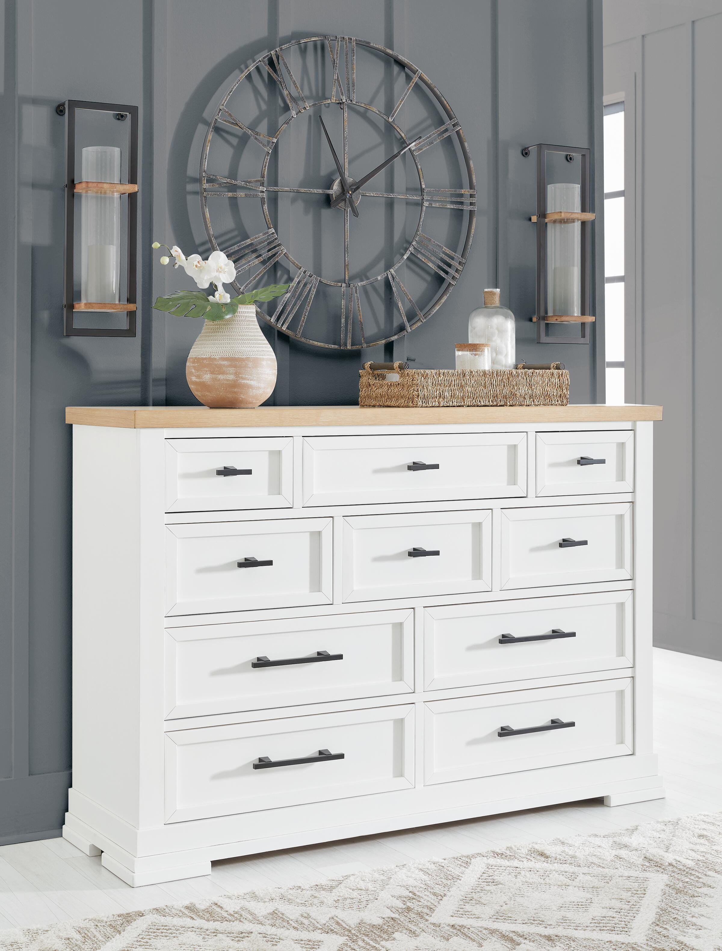 Dar Furniture - Ashley Furniture - Ashbryn Dresser - Dresser / White/Natural - B844-31