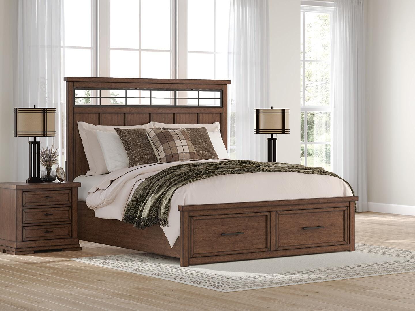 Dar Furniture - Ashley Furniture - Taffenbrook King Panel Storage Bed - King Panel Storage Bed / Medium Brown - B849B4