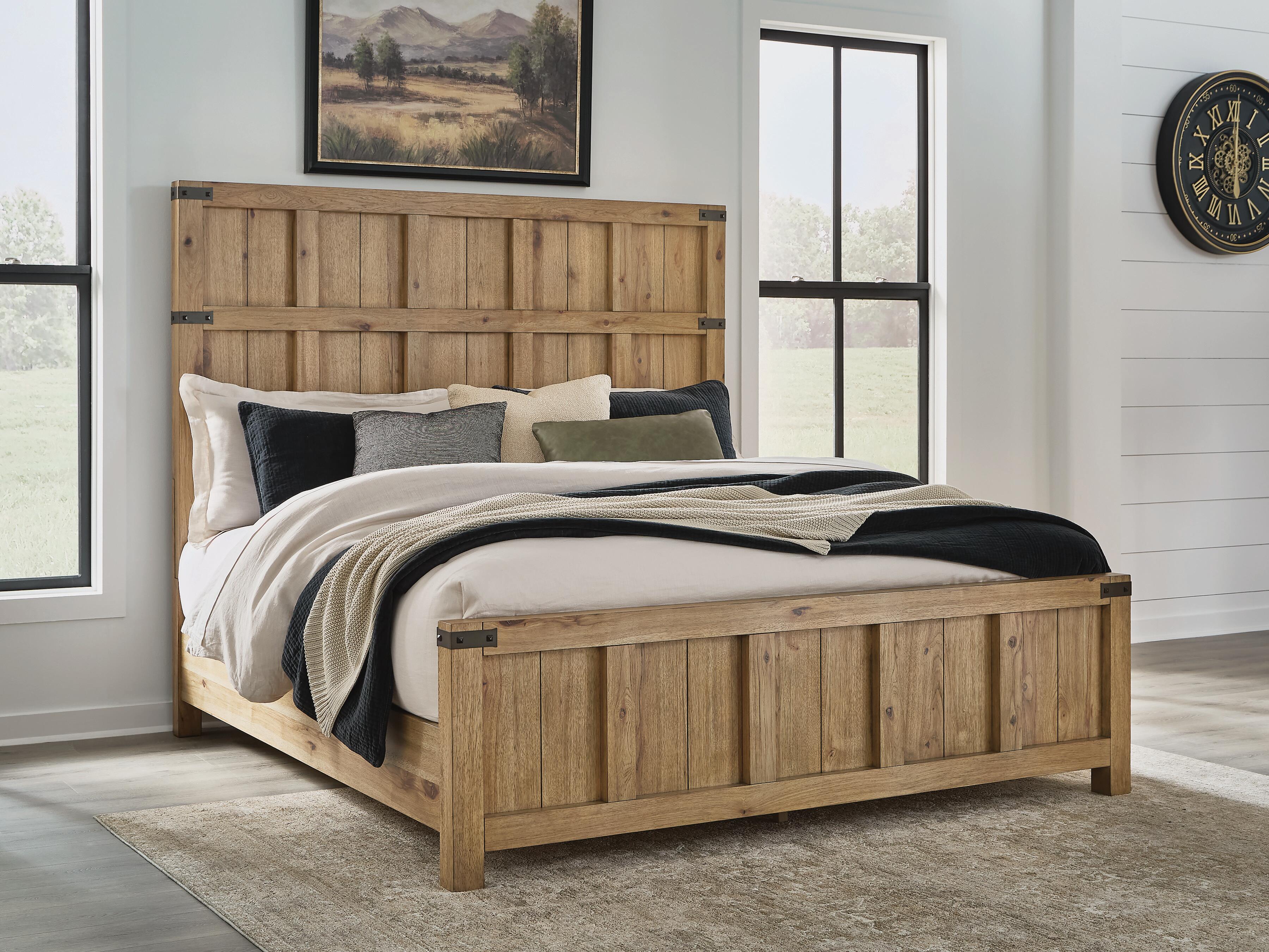 Dar Furniture - Ashley Furniture - Ridgester King Panel Bed - King Panel Bed / Light Brown - B858B6
