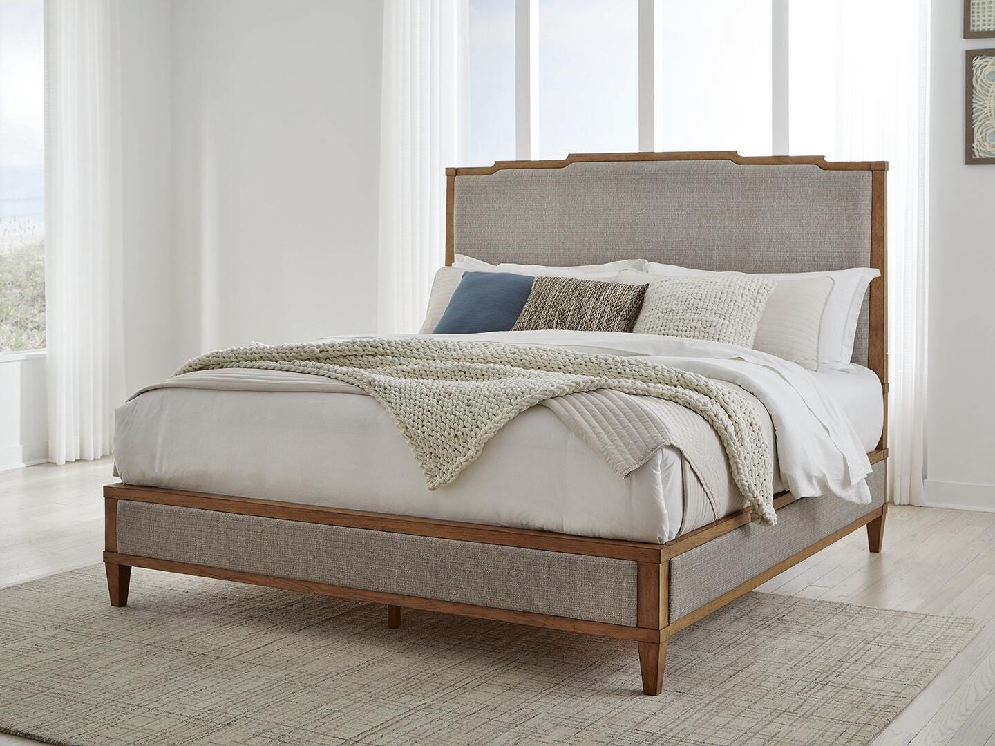 Dar Furniture - Ashley Furniture - Sharlance California King Upholstered Panel Bed - California King Upholstered Panel Bed / Light Brown - B895B7