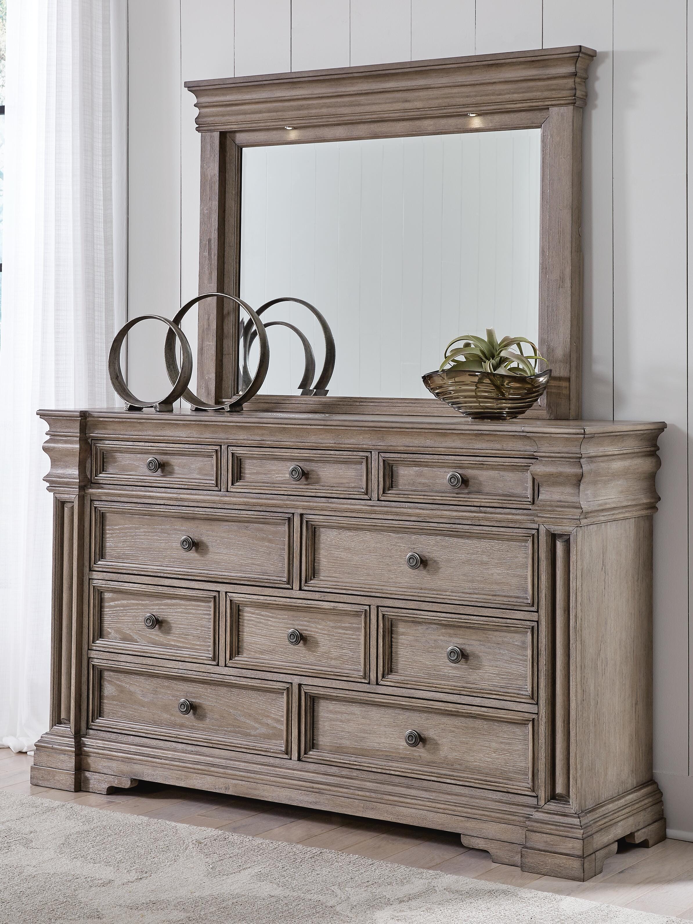 Dar Furniture - Ashley Furniture - Blairhurst Dresser and Mirror - Dresser and Mirror / Light Grayish Brown - B916B1