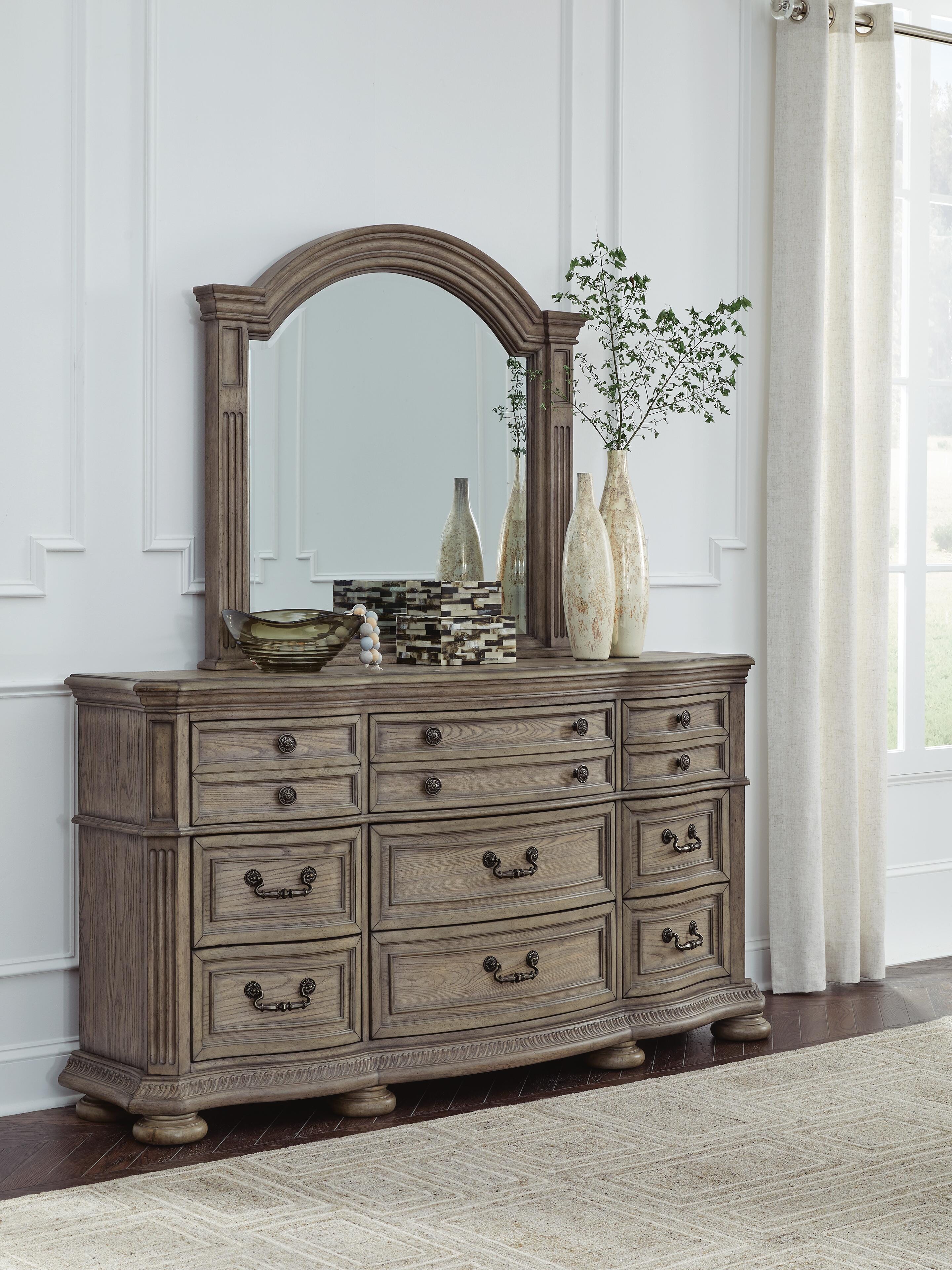 Dar Furniture - Ashley Furniture - Ardenfield Dresser and Mirror - Dresser and Mirror / Light Brown - B944B1