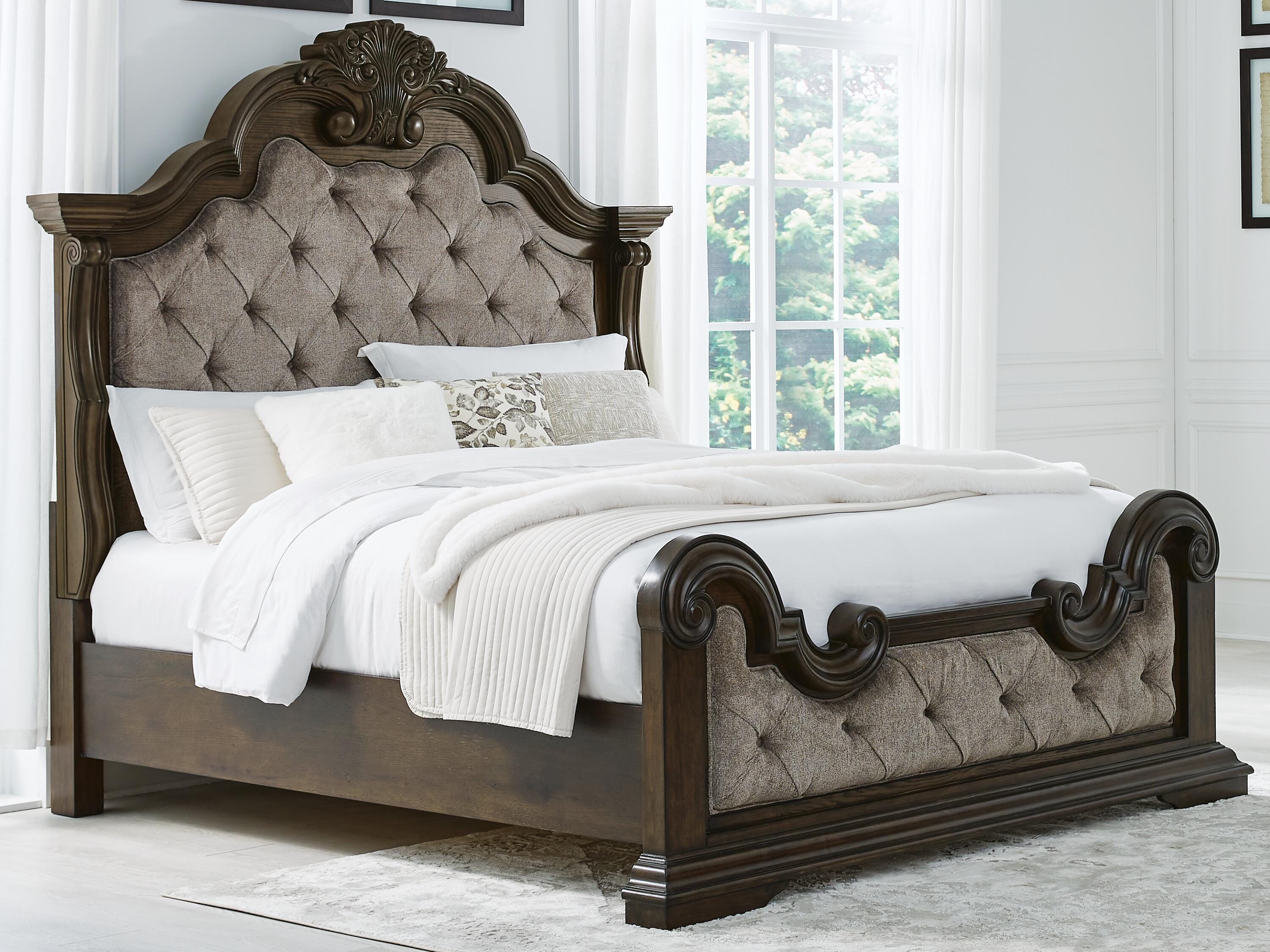 Dar Furniture - Ashley Furniture - Maylee California King Upholstered Bed - California King Upholstered Bed / Dark Brown - B947B5