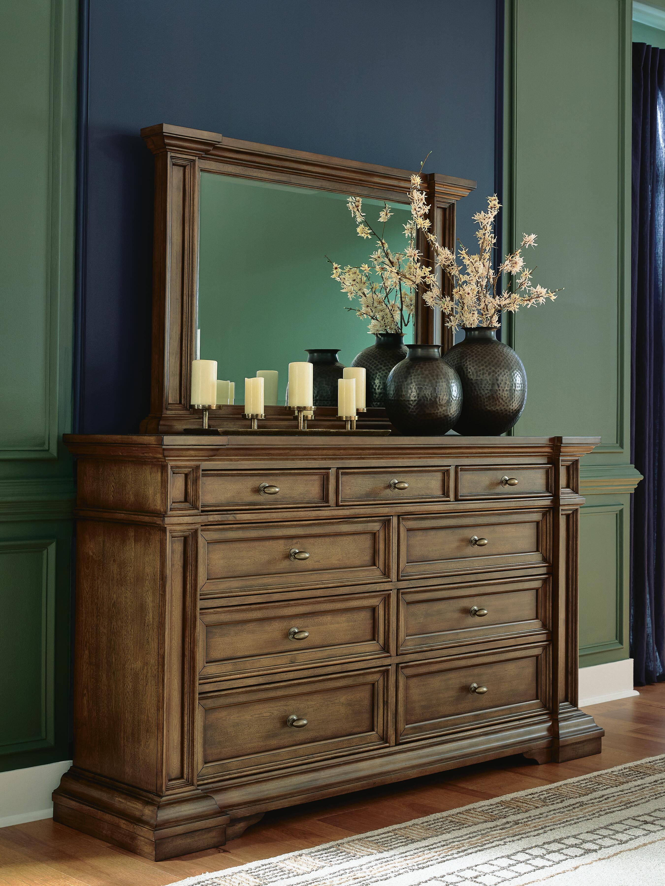 Dar Furniture - Ashley Furniture - Frantanna Dresser and Mirror - Dresser and Mirror / Brown - PCB949B1