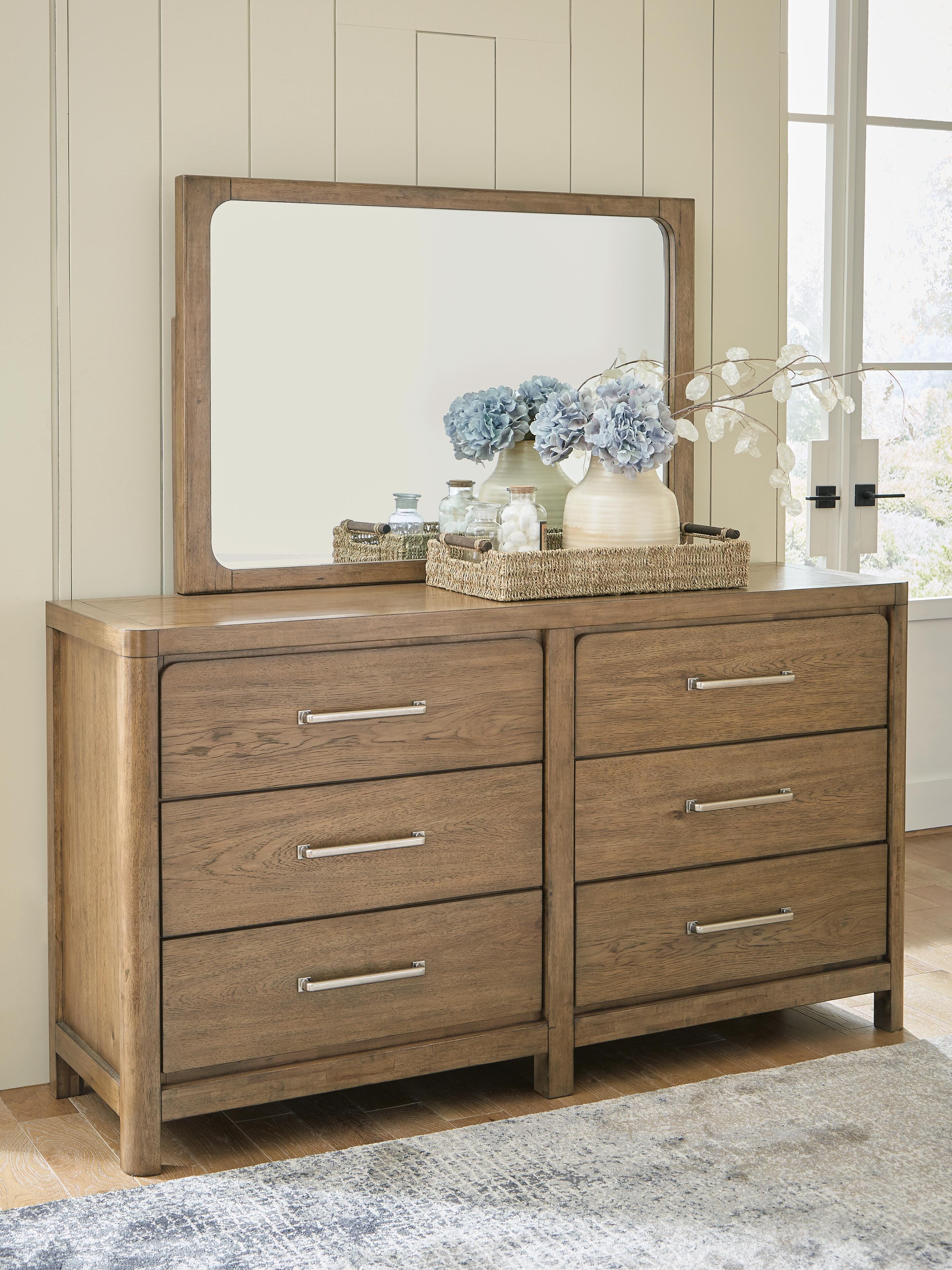 Dar Furniture - Ashley Furniture - Cabalynn Dresser and Mirror - Dresser and Mirror / Light Brown - B974B1