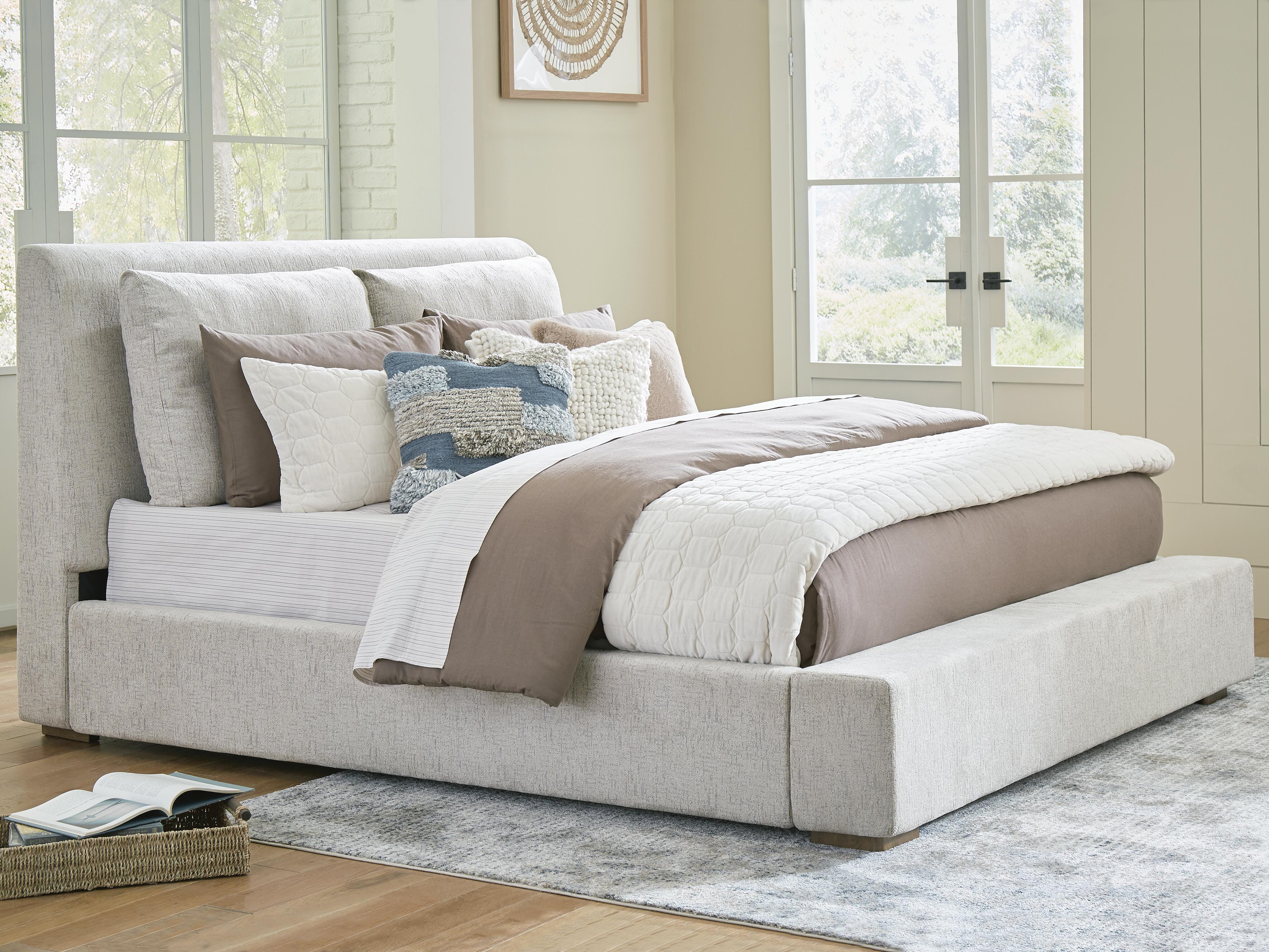Dar Furniture - Ashley Furniture - Cabalynn King Upholstered Bed - King Upholstered Bed / Light Brown - B974B6