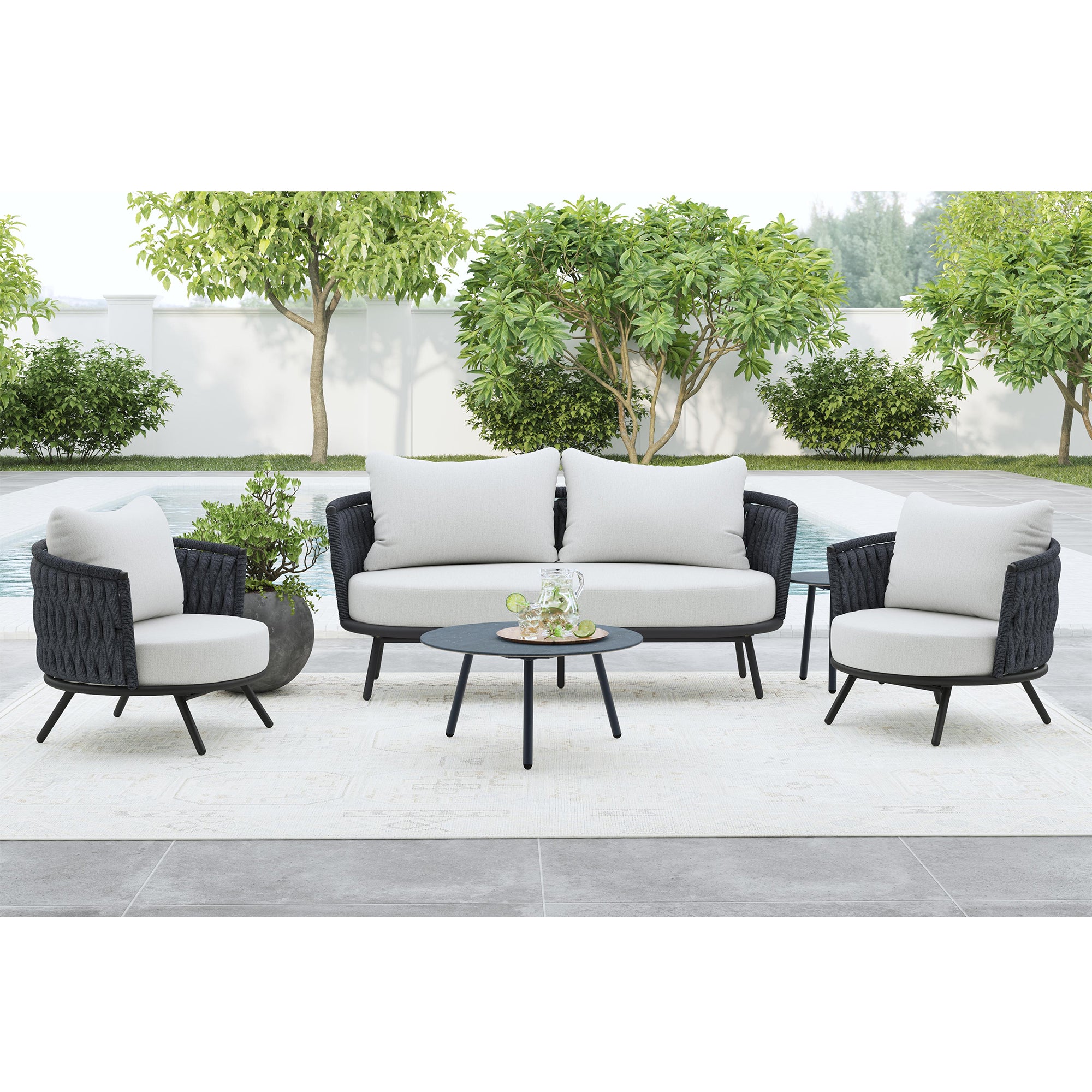Bali Loveseat with Olefin Grey in Dark Grey – SKU O-19090-8-200 | Elements