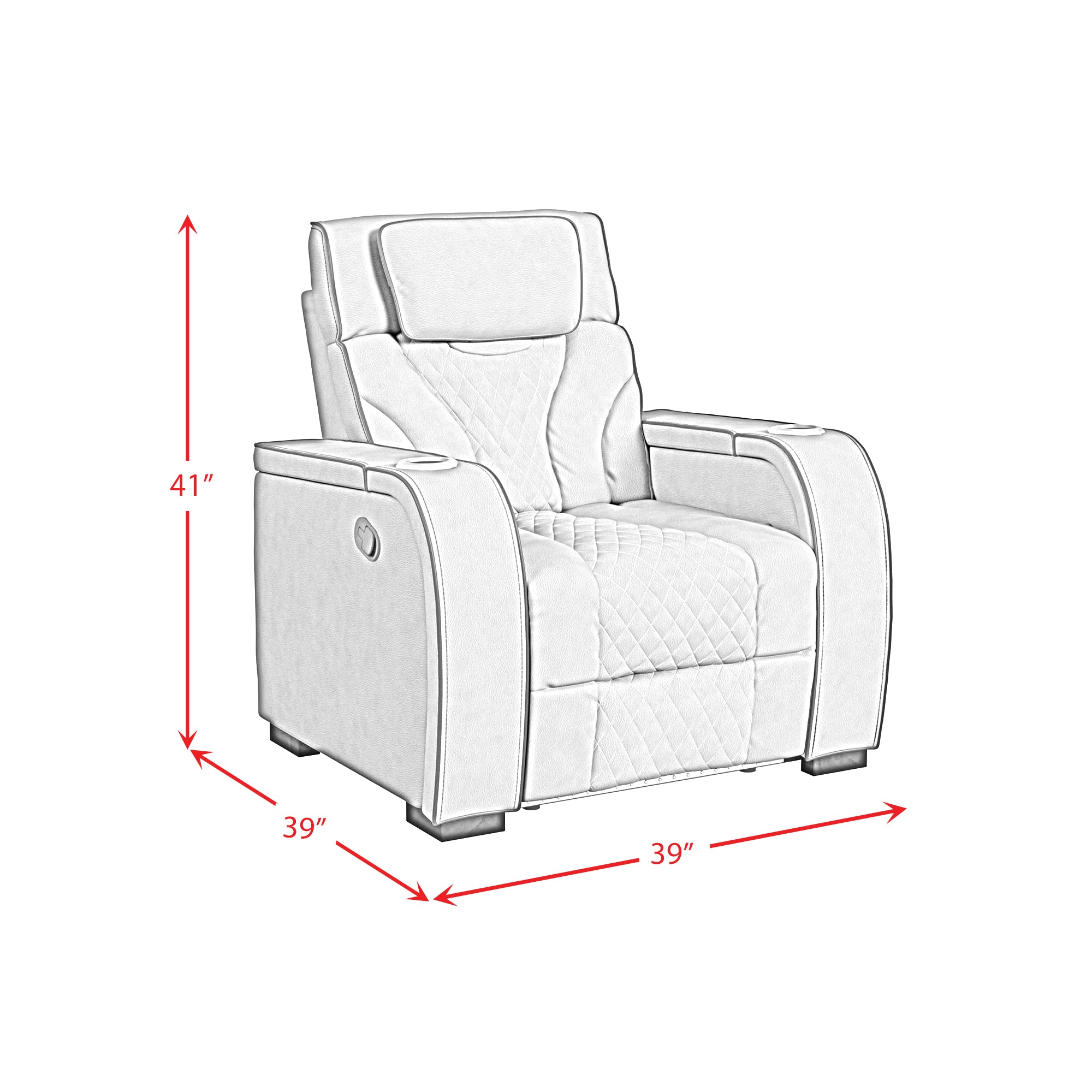 Blitz Motion Recliner with LED in Simba Slate and Black Welt
