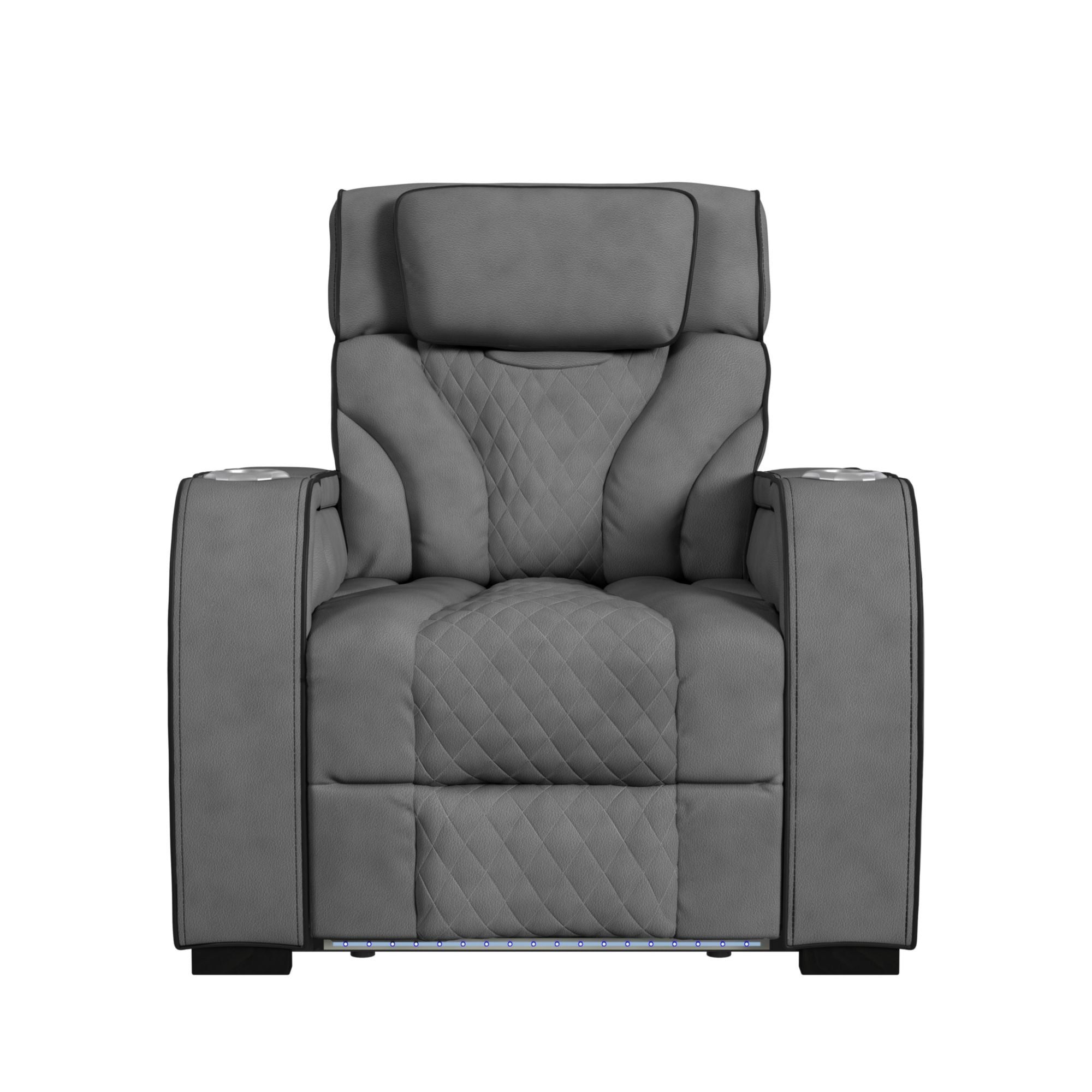 Blitz Motion Recliner with LED in Simba Slate and Black Welt