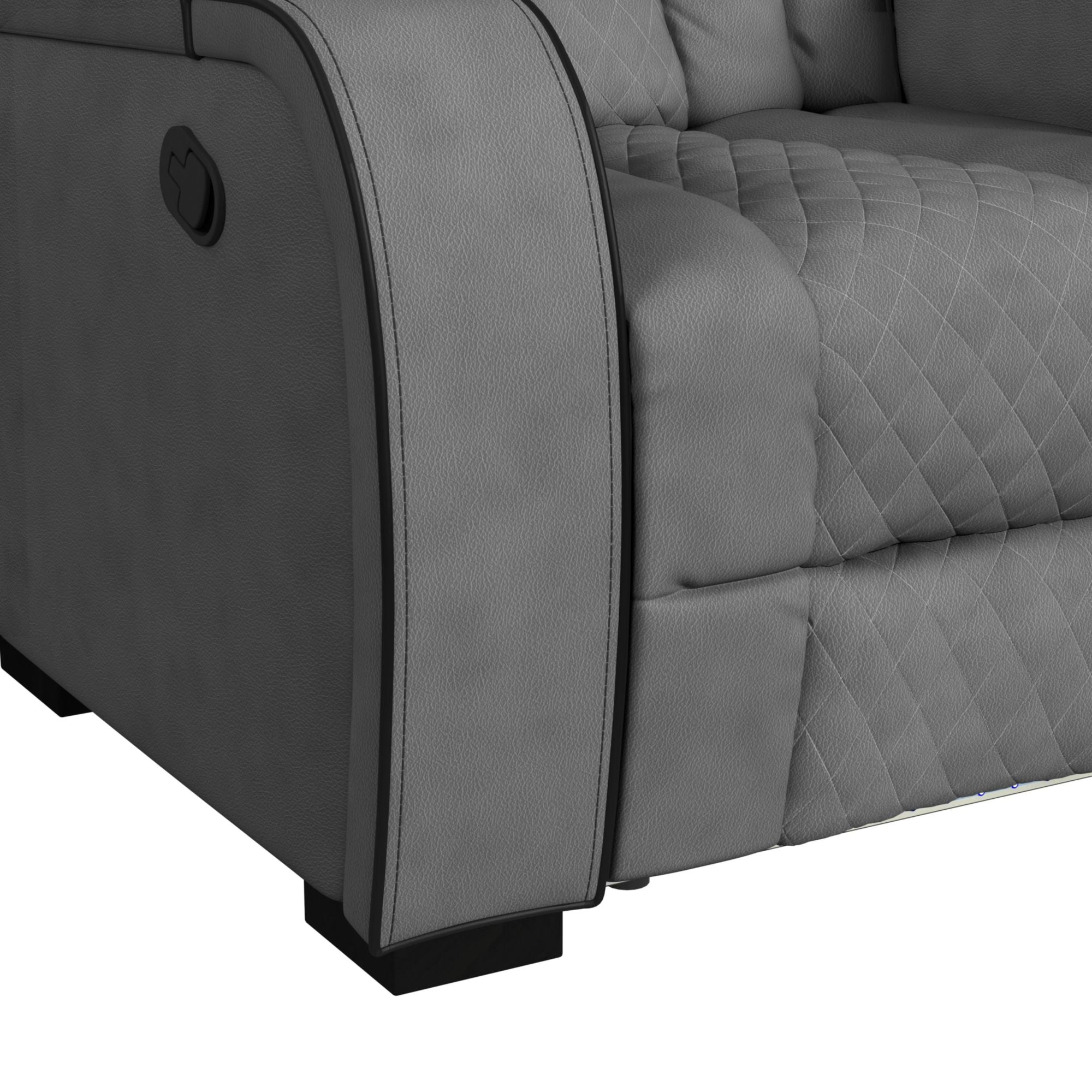 Blitz Motion Recliner with LED in Simba Slate and Black Welt