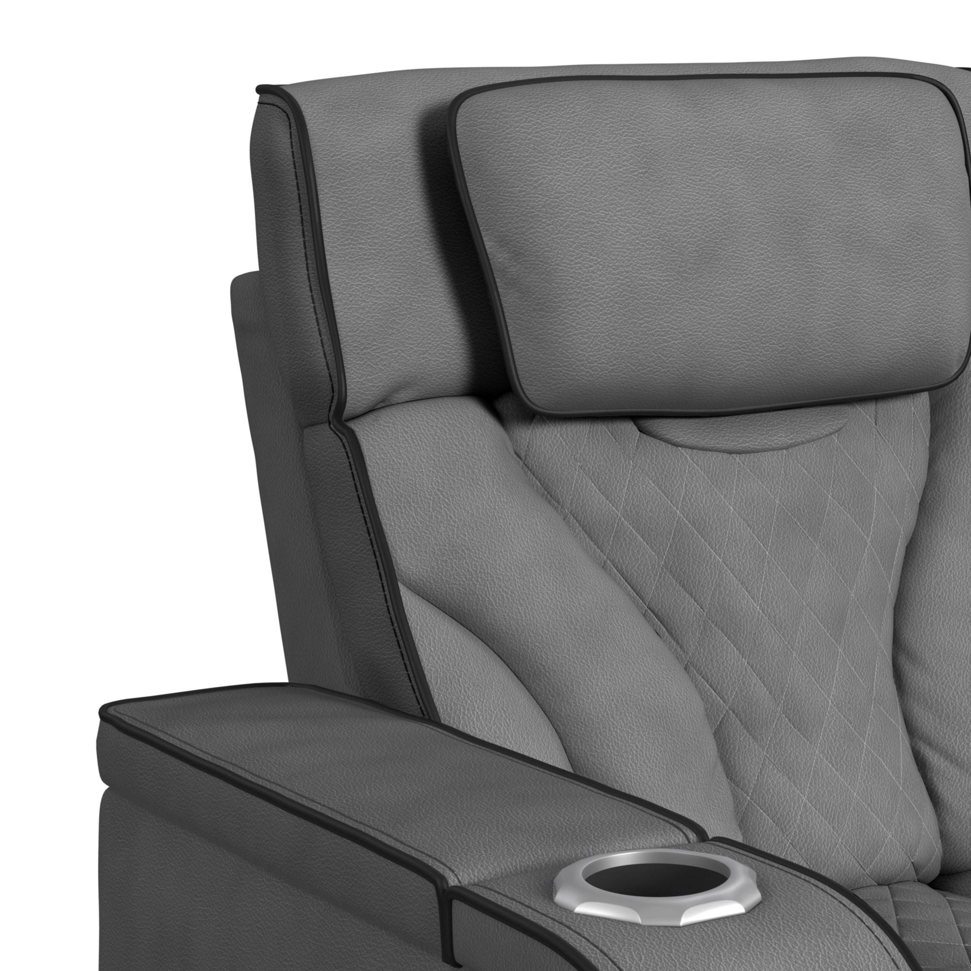 Blitz Motion Recliner with LED in Simba Slate and Black Welt