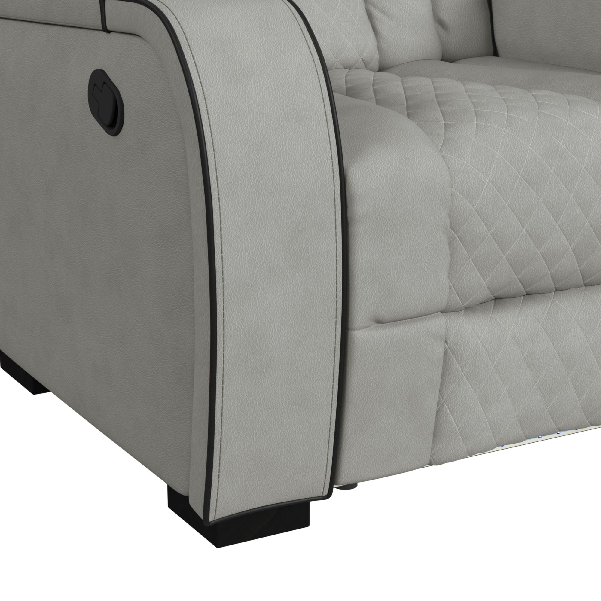 Blitz Motion Recliner with LED in Simba Taupe and Black Welt