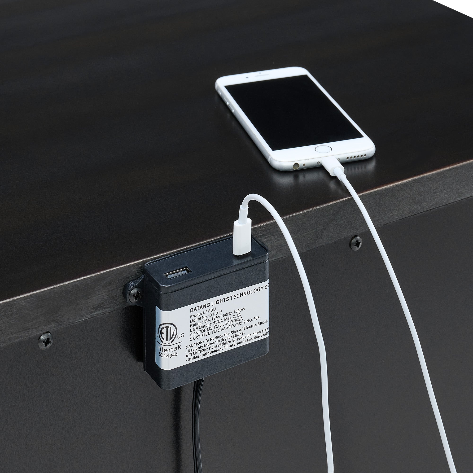 Bridgestone 2-Drawer Nightstand with USB in Black